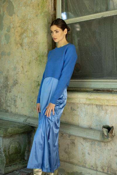 Crop Sweater - Azure- FINAL SALE