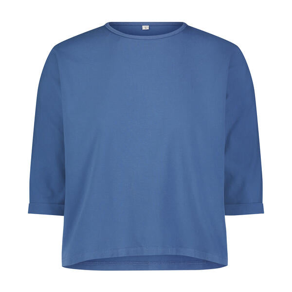 3-4 Sleeve Cotton Tee- Denim- FINAL SALE