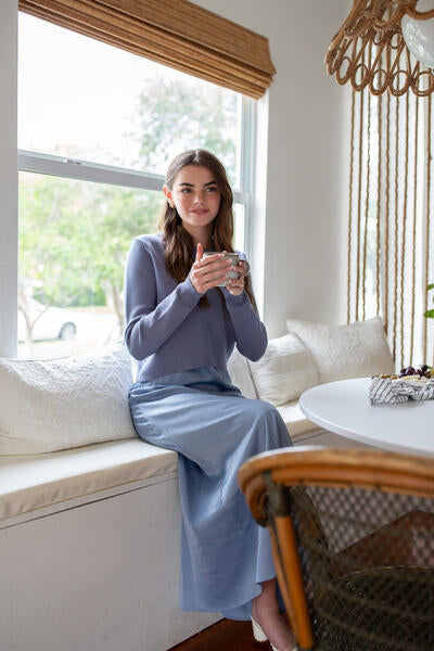 Satin Slip Dress- Periwinkle- FINAL SALE