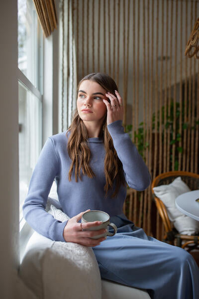 Crop Sweater – Summer Knit Periwinkle- FINAL SALE