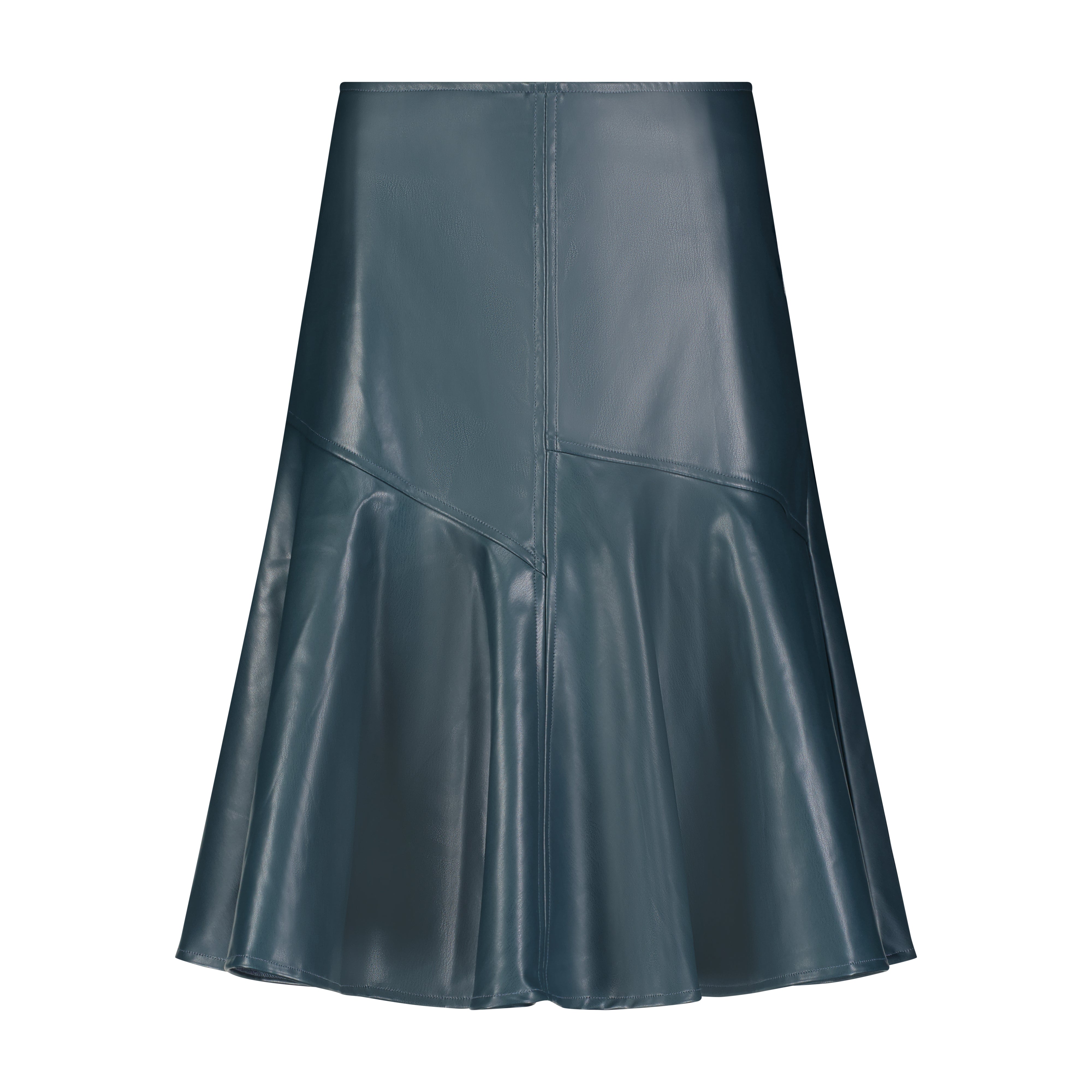 Drop Hem Leather Skirt- Deep Teal- FINAL SALE