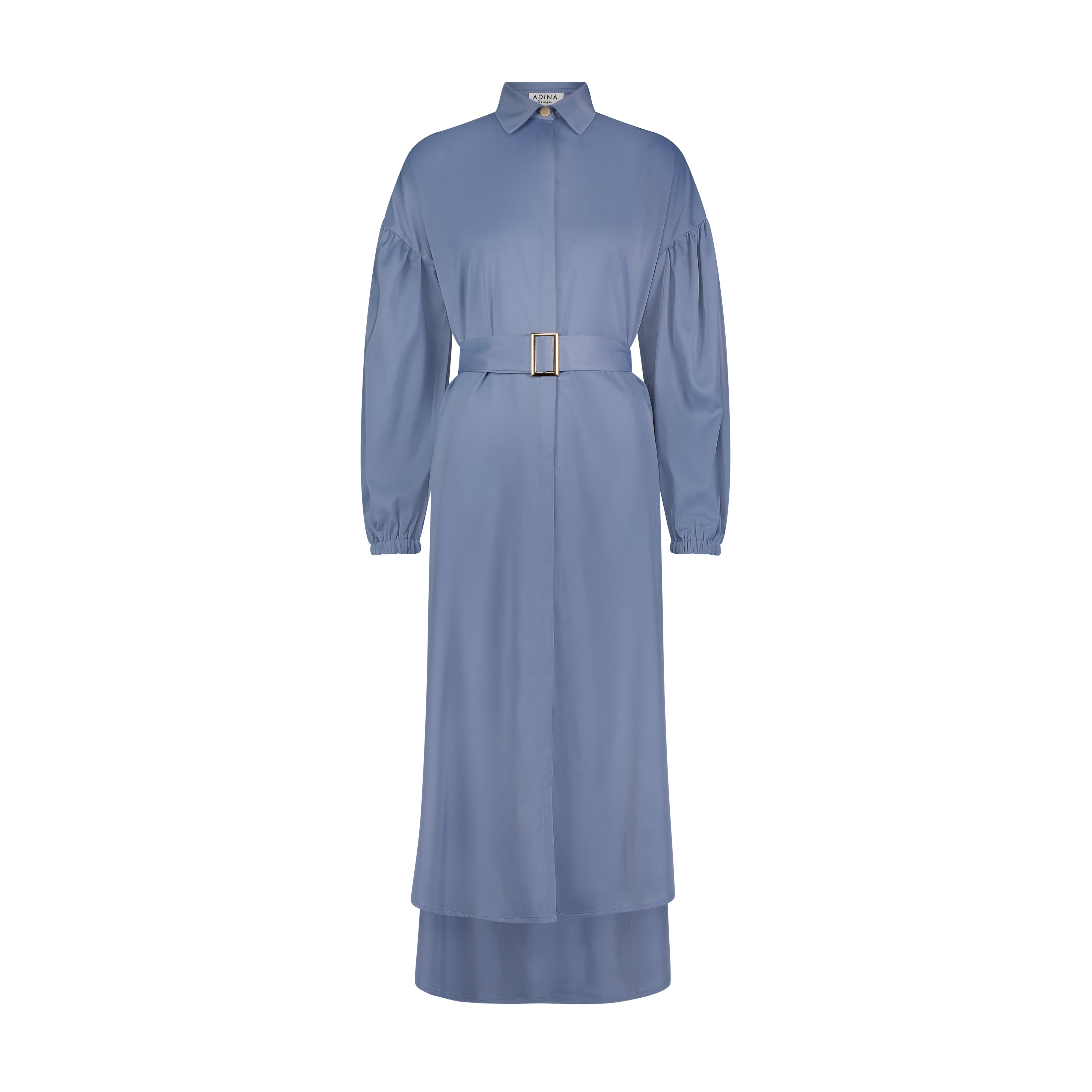 Satin Belted Shirtdress- Periwinkle- FINAL SALE