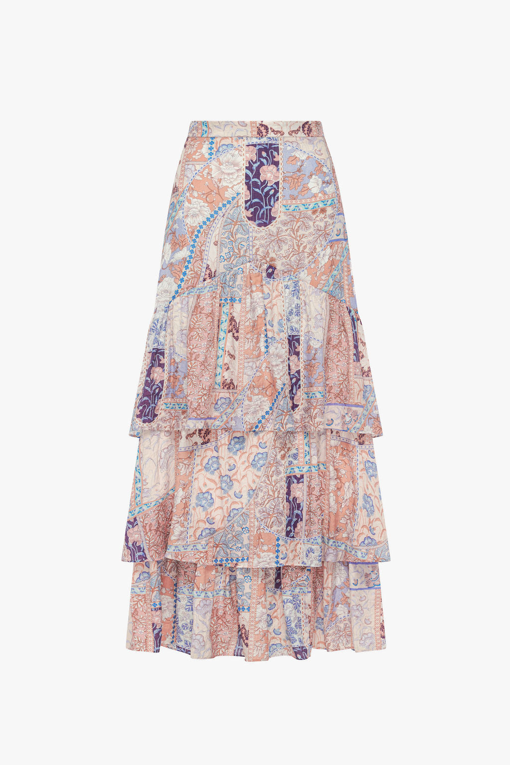 Ruffles Skirt- Patchwork Coral- FINAL SALE