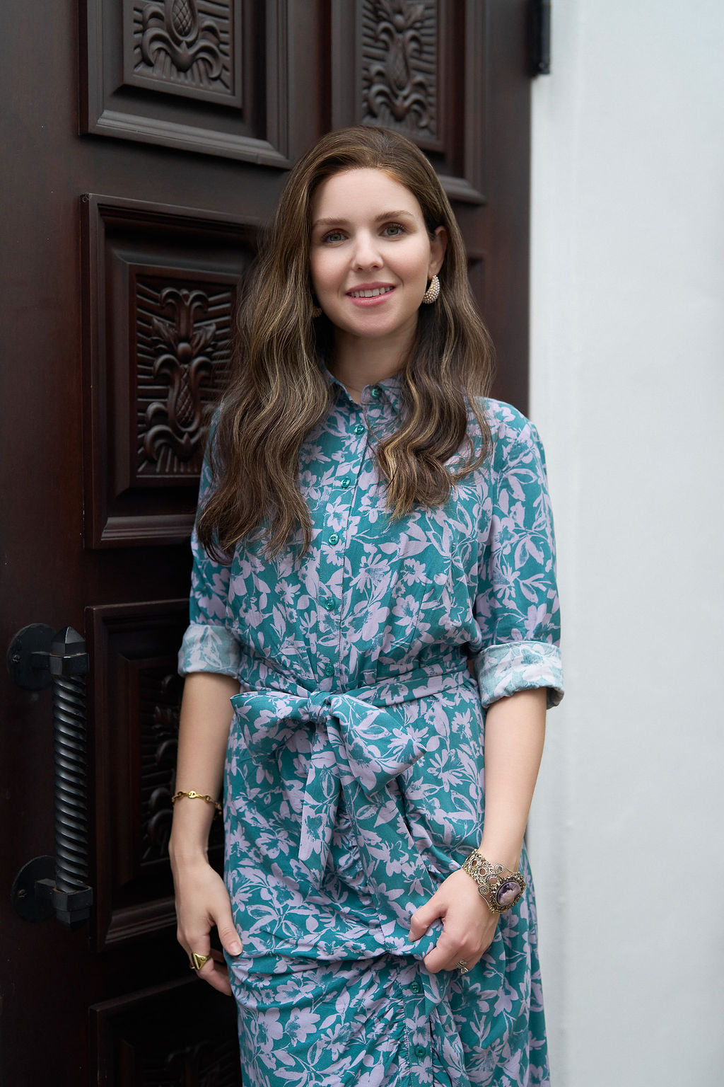 Megan Dress- Lilac on Green- FINAL SALE