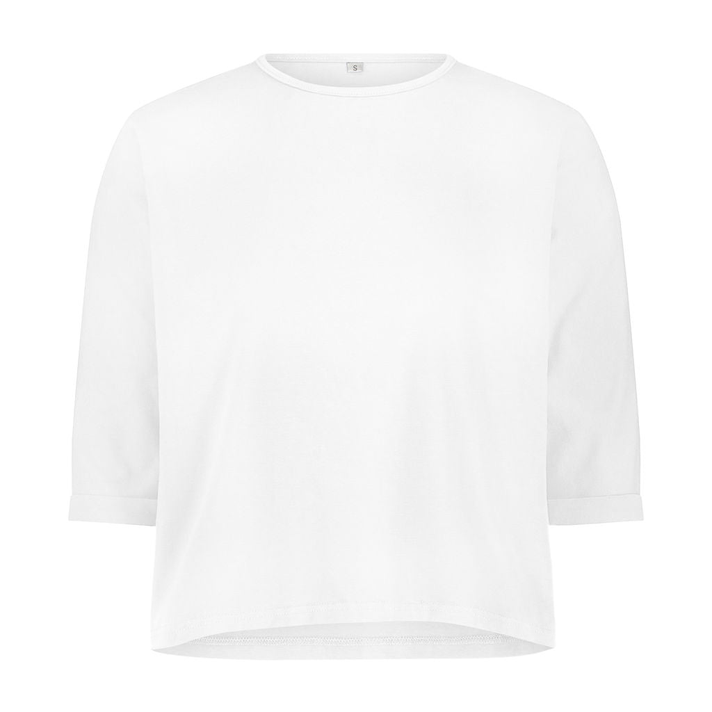 3-4 Sleeve Cotton Tee- White- FINAL SALE
