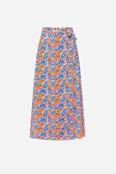 Faux Wrap Skirt- Colorful Floral- FINAL SALE
