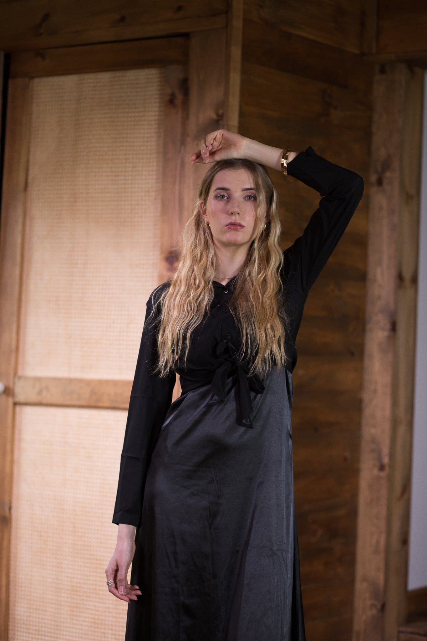 Satin Crop Blouse- Black- FINAL SALE