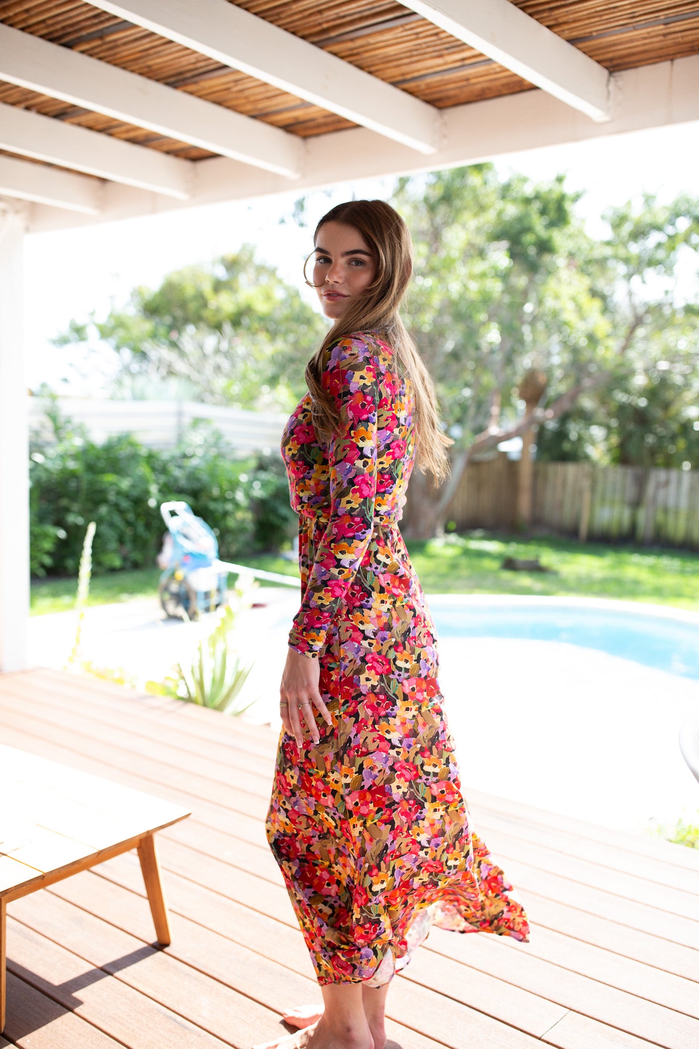 Printed Slip Dress- Oil Painted Florals- FINAL SALE