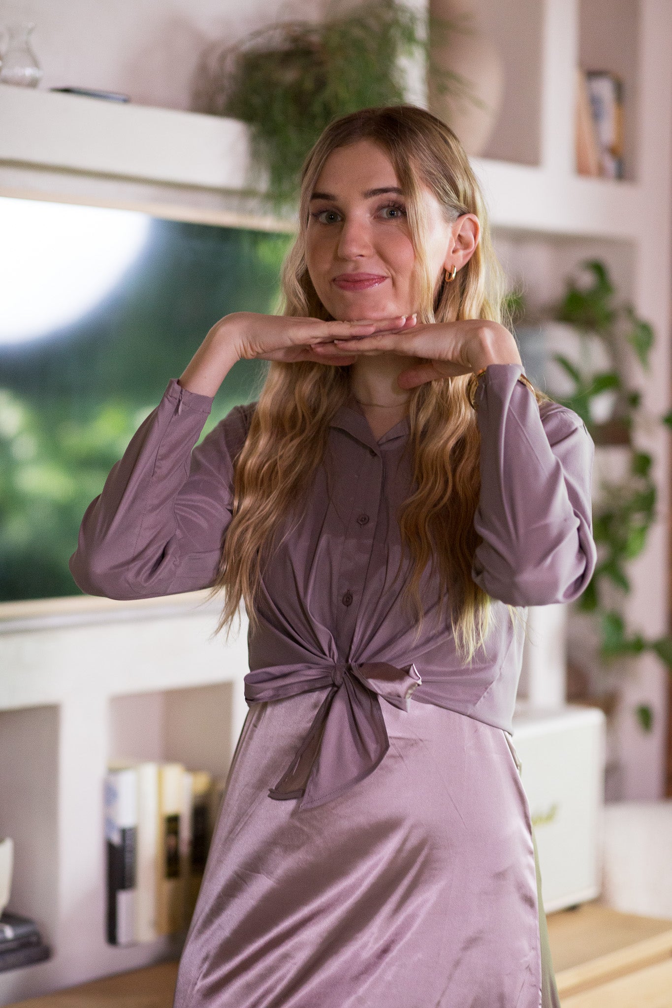 Satin Crop Blouse- Dove- FINAL SALE