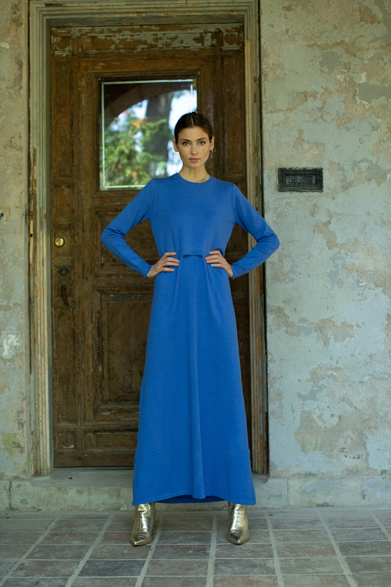 Knit Sleeveless Dress-Azure- FINAL SALE