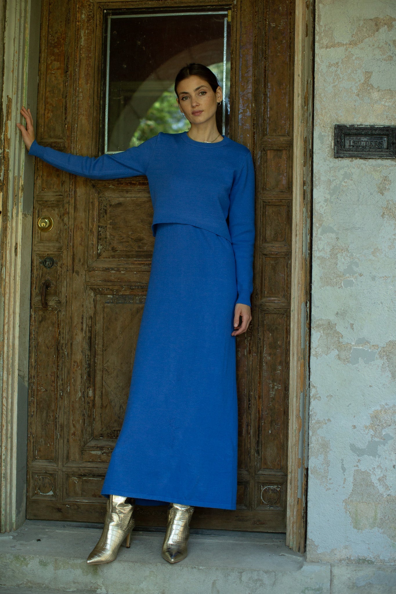 Knit Sleeveless Dress-Azure- FINAL SALE