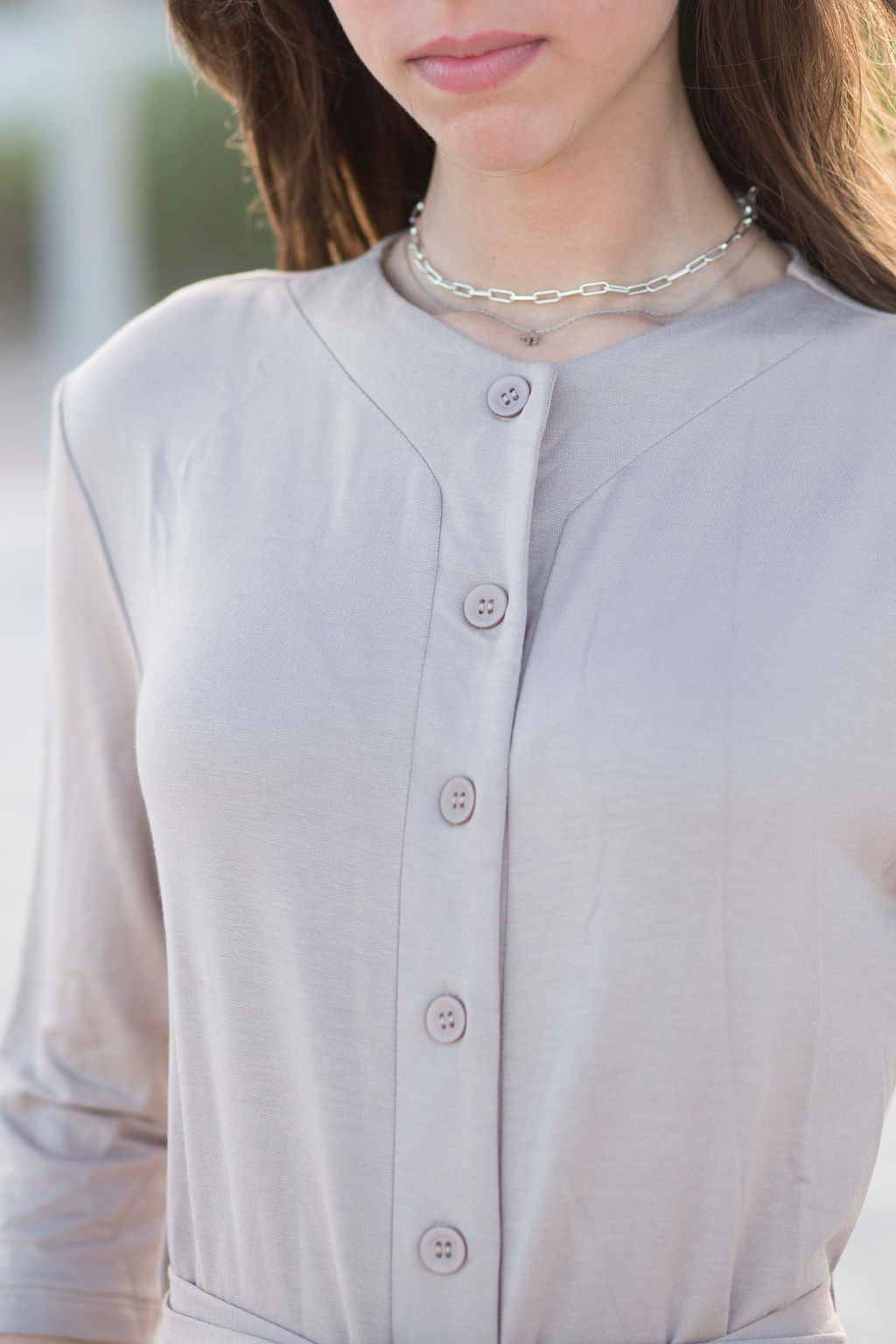 V-neck Jersey Maxi in Toast- FINAL SALE
