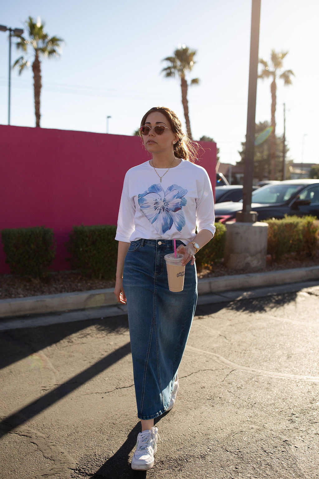 A-line Denim Maxi Skirt- Medium Wash- FINAL SALE