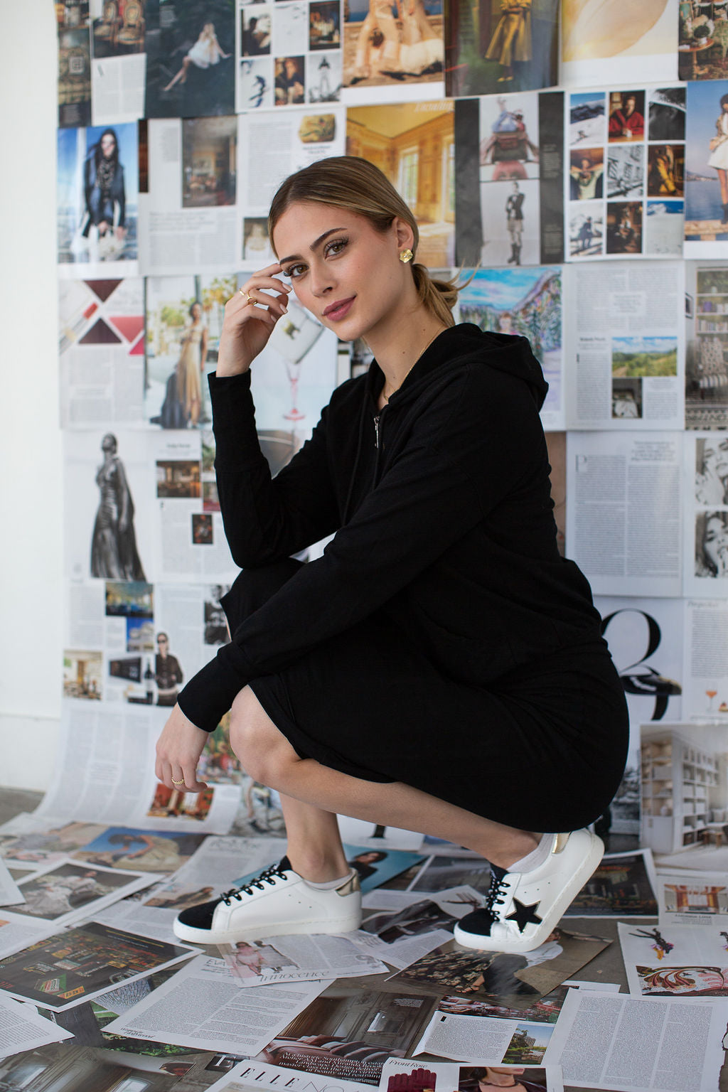 Front Zip Hoodie Dress- Black- FINAL SALE