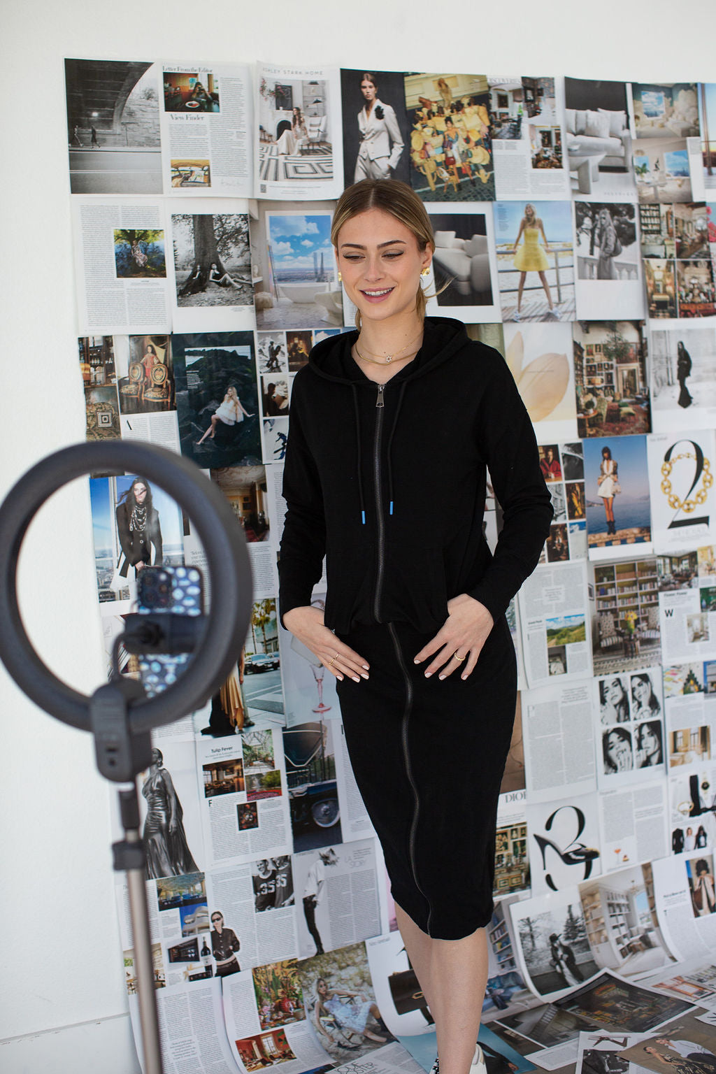 Front Zip Hoodie Dress- Black- FINAL SALE