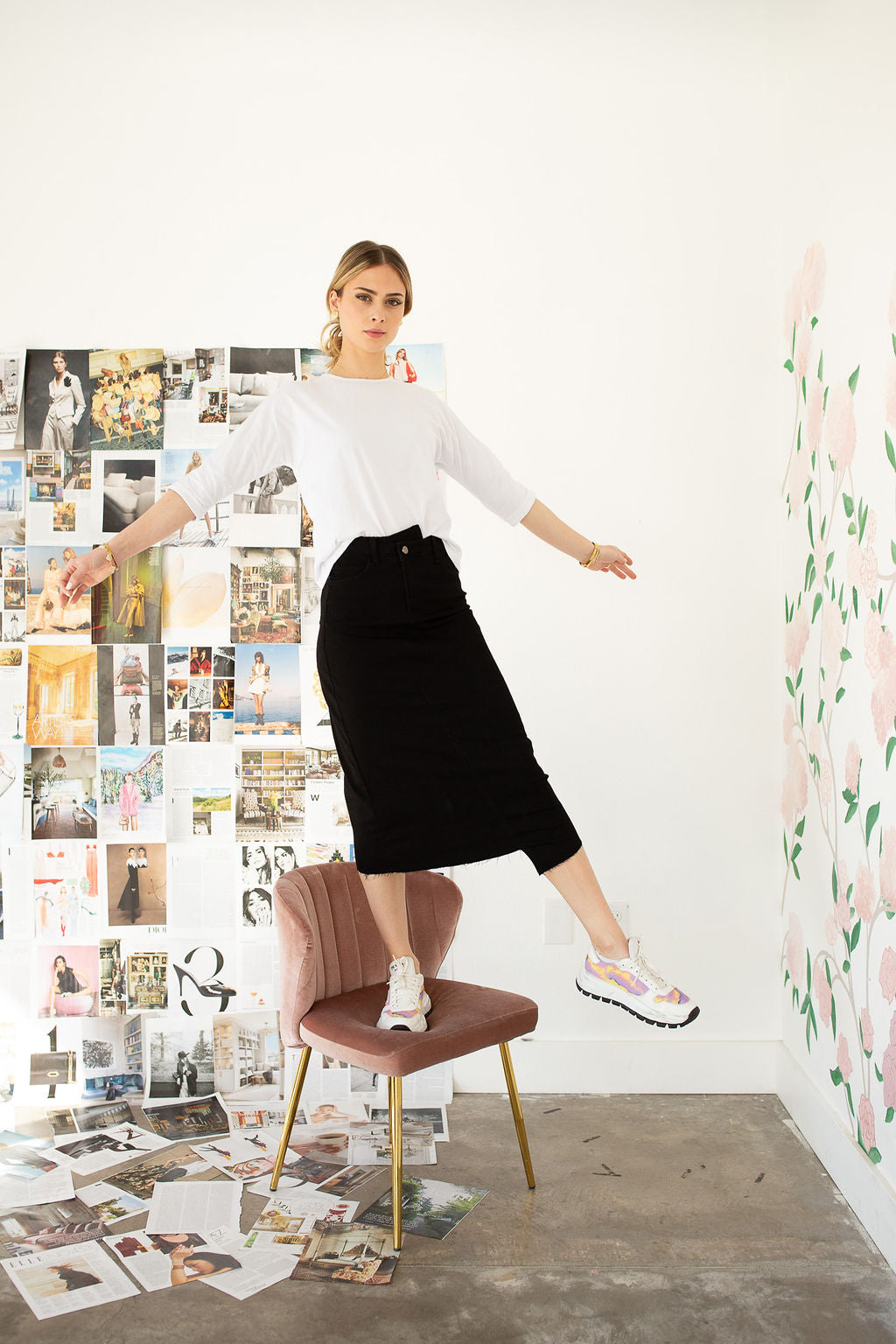 Crossover Denim Midi Skirt I ALV x Barianna- Black- FINAL SALE