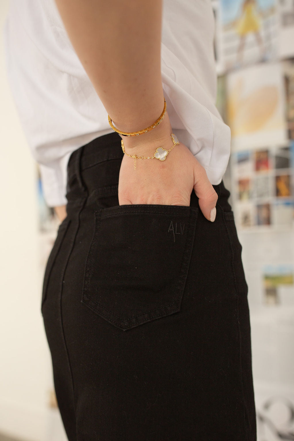 Crossover Denim Midi Skirt I ALV x Barianna- Black- FINAL SALE