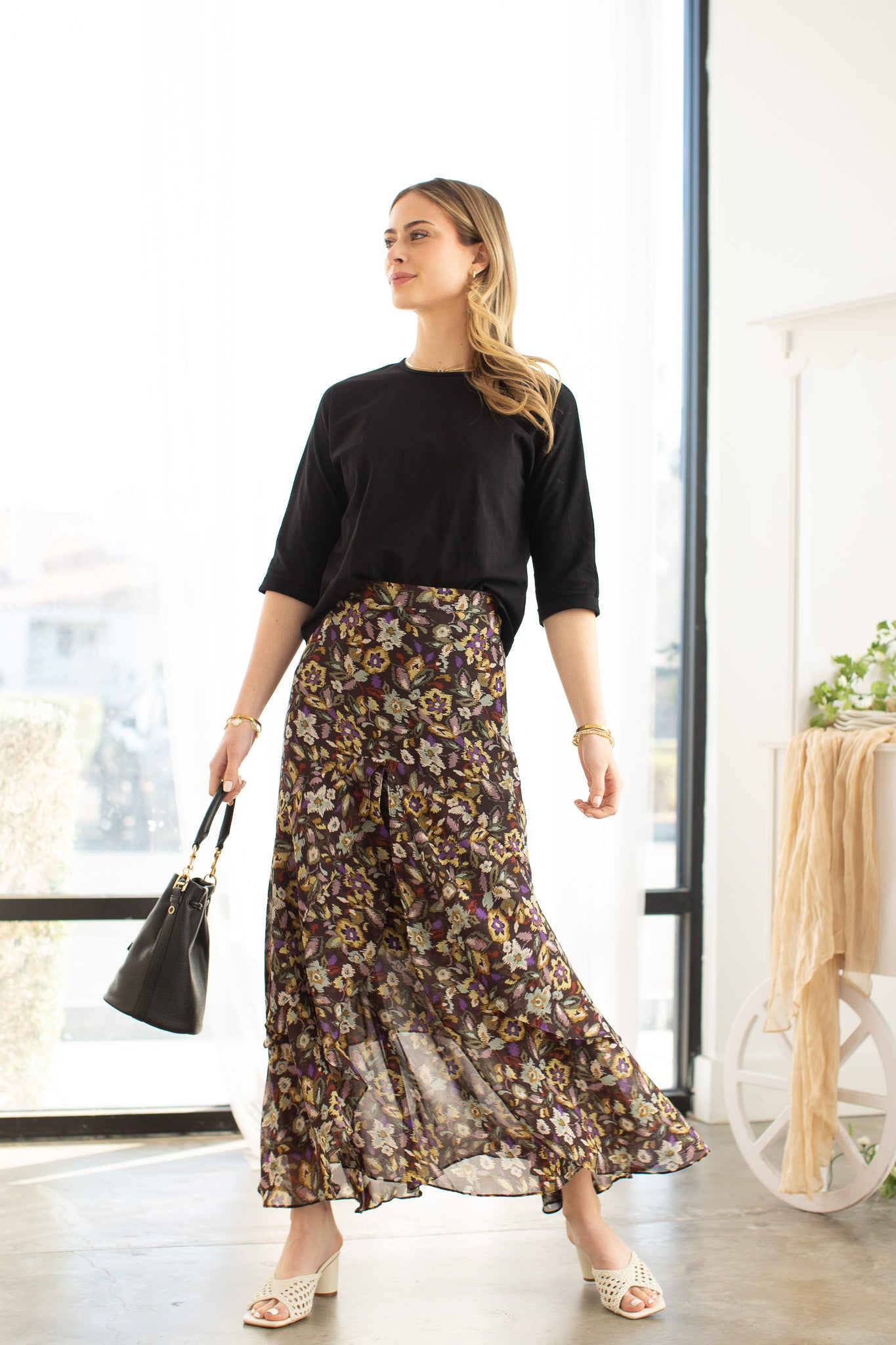 Jodi Skirt- Floral Sketch- FINAL SALE