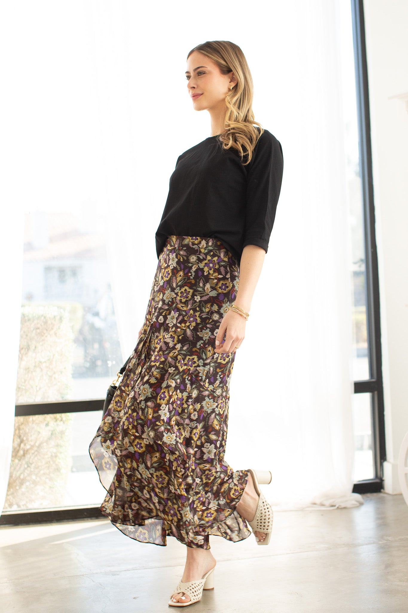 Jodi Skirt- Floral Sketch- FINAL SALE
