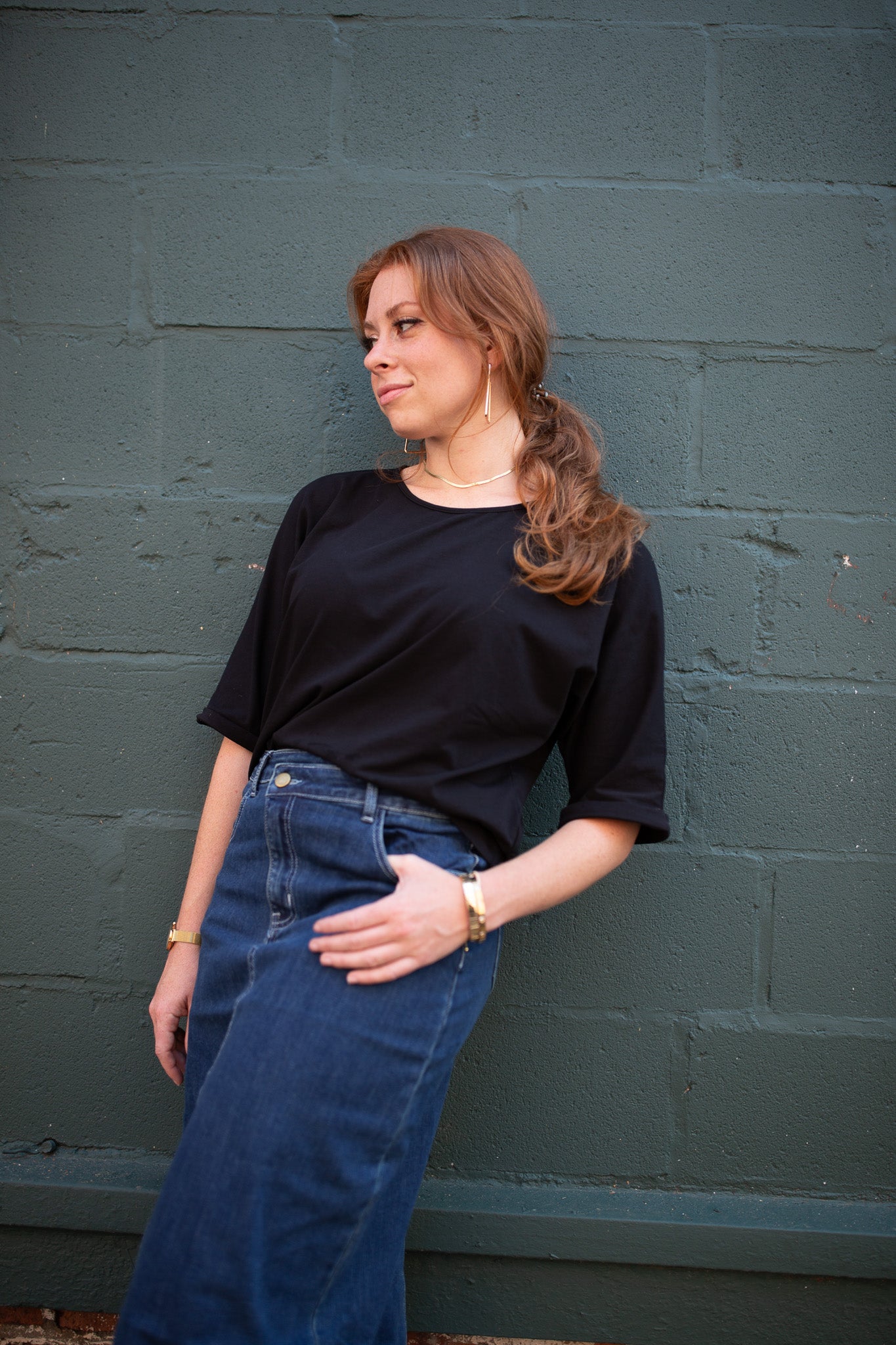 Half Sleeve Tee- Black- FINAL SALE