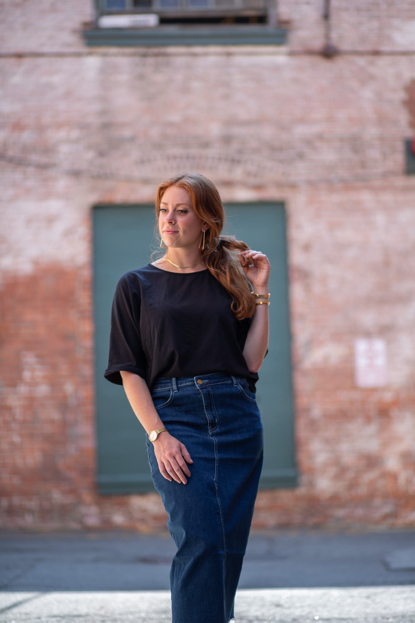 Half Sleeve Tee- Black- FINAL SALE
