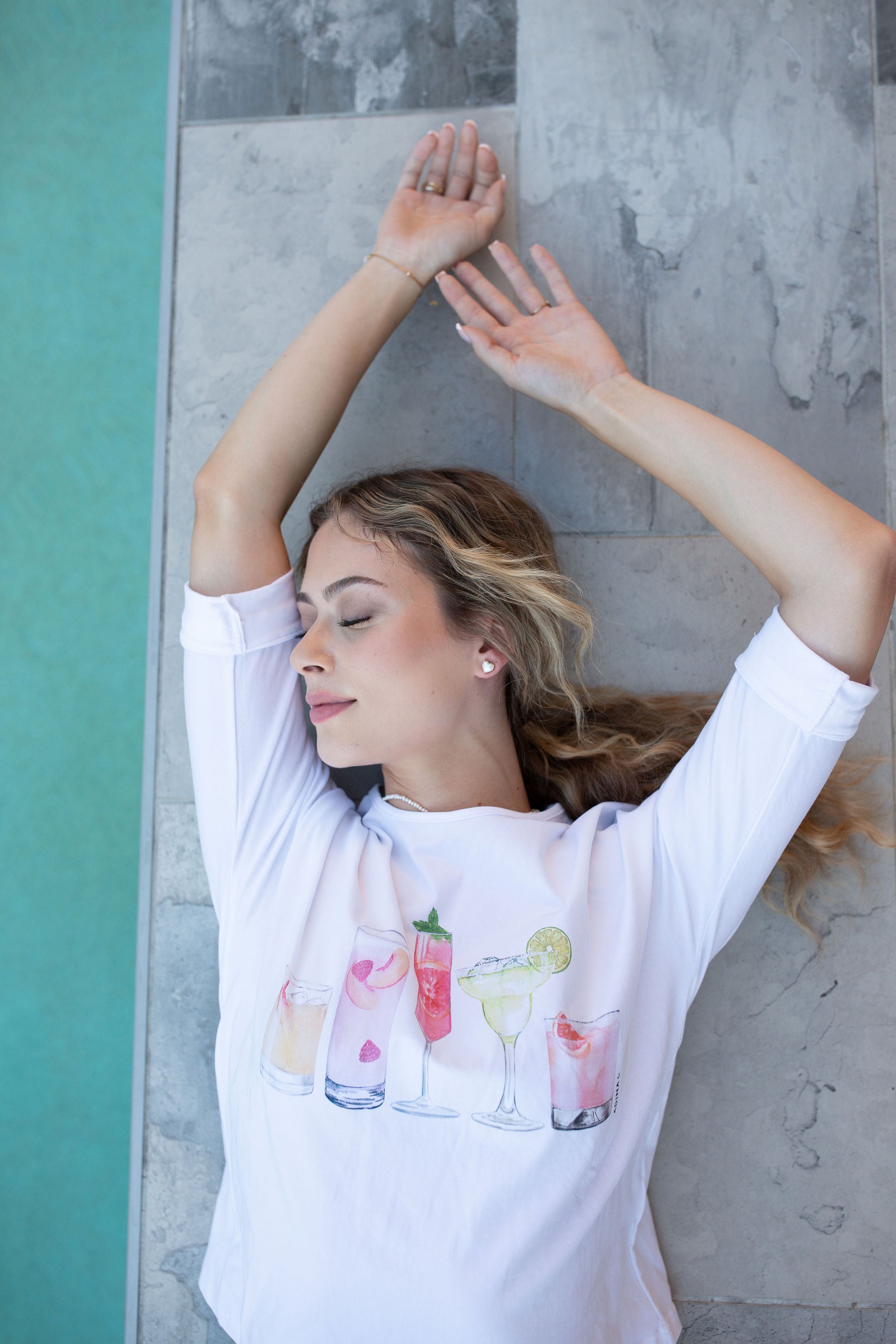 3/4 Sleeve Cotton Tee- Cocktails- FINAL SALE
