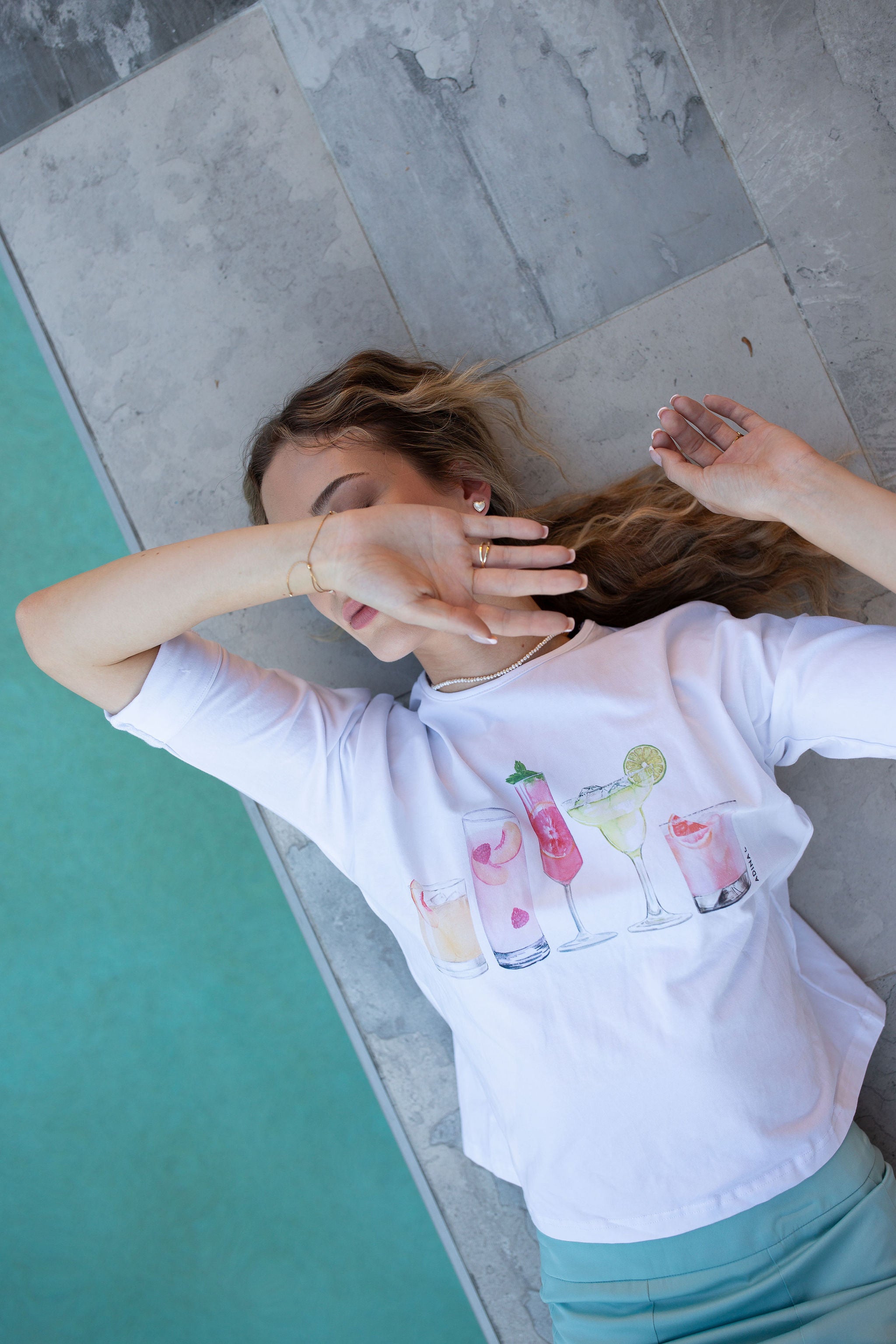 3/4 Sleeve Cotton Tee- Cocktails- FINAL SALE