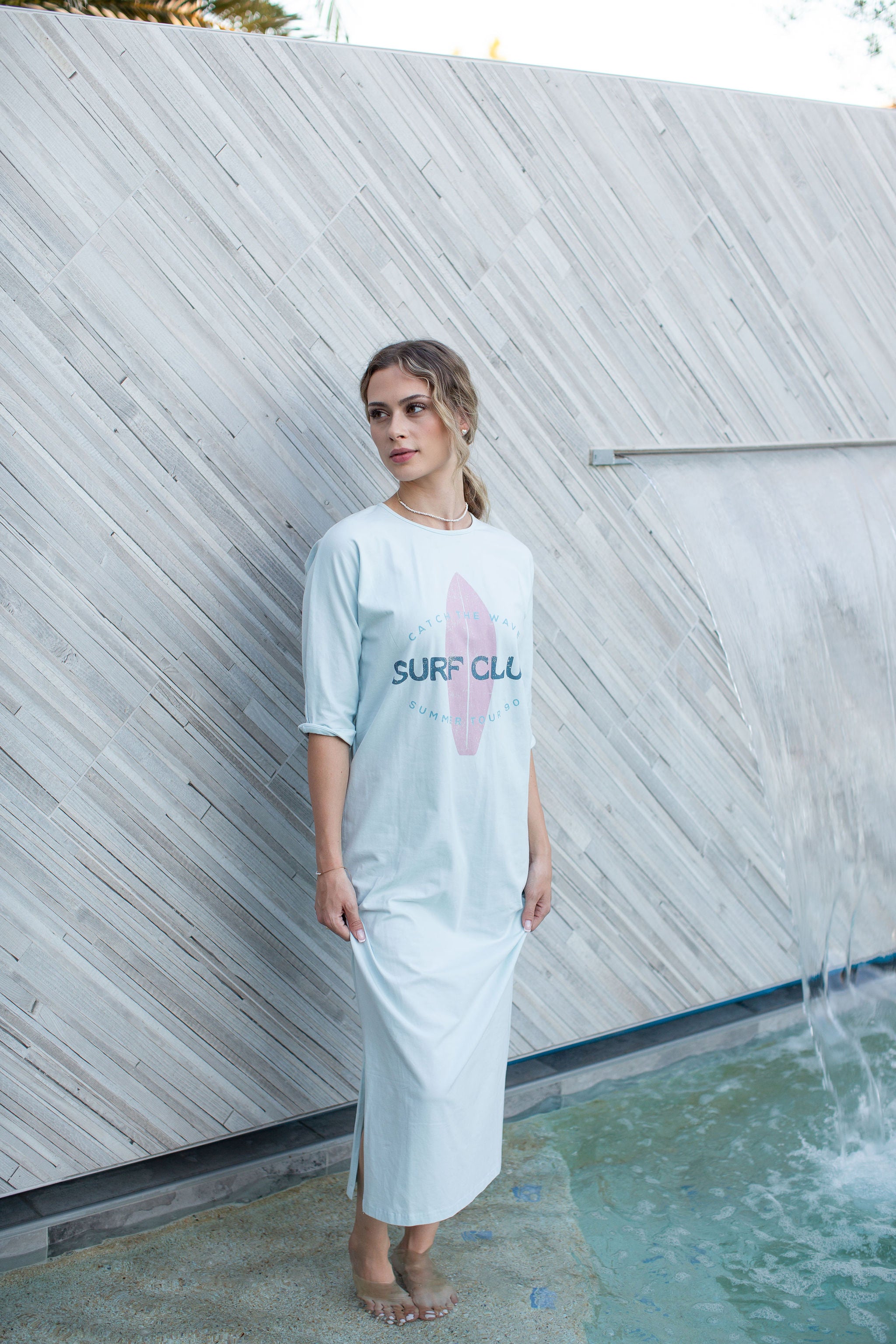 T-Shirt Dress Surf Club On Blue- FINAL SALE