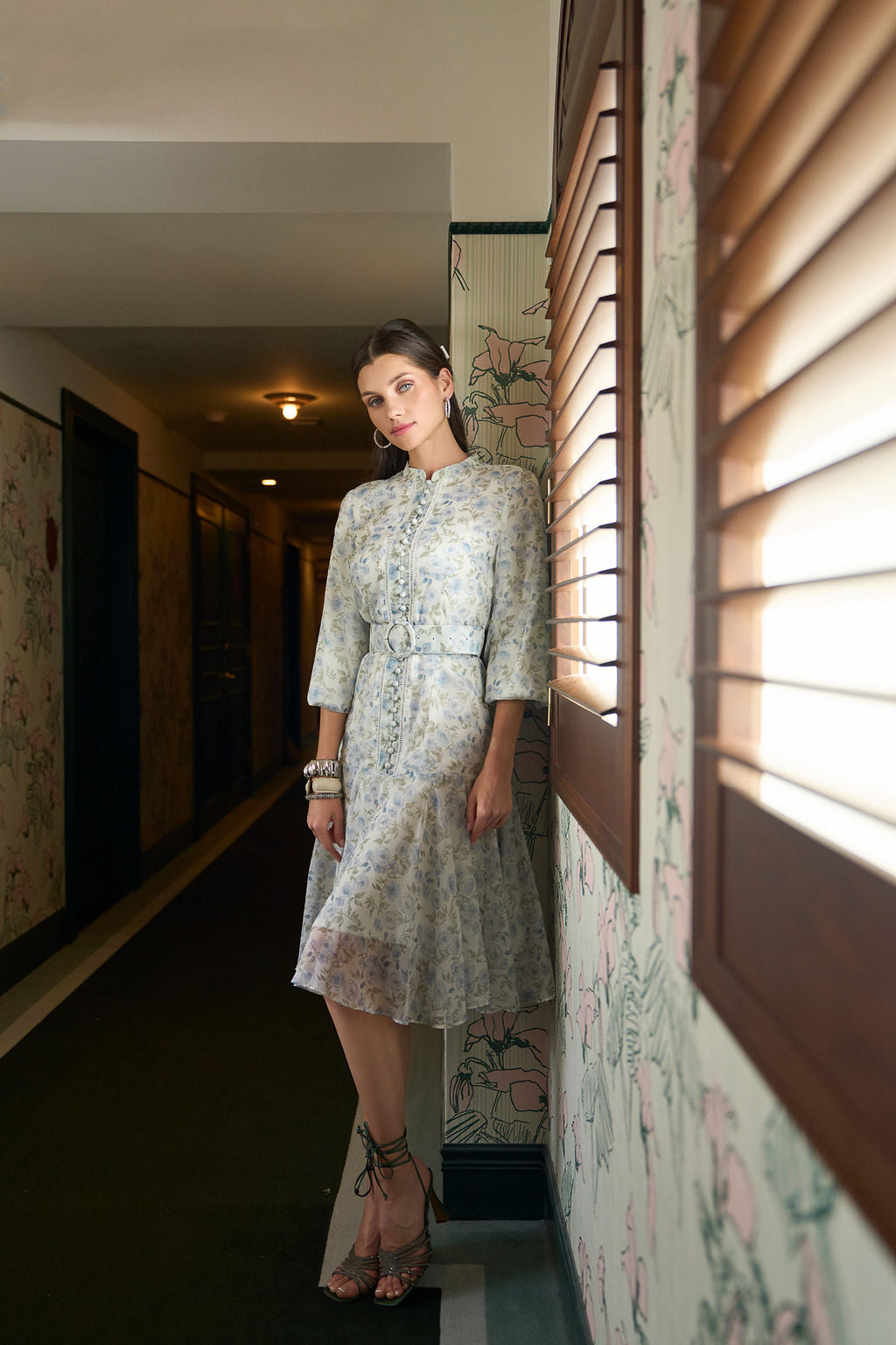 Sophie Dress- Blue Floral Chiffon- FINAL SALE