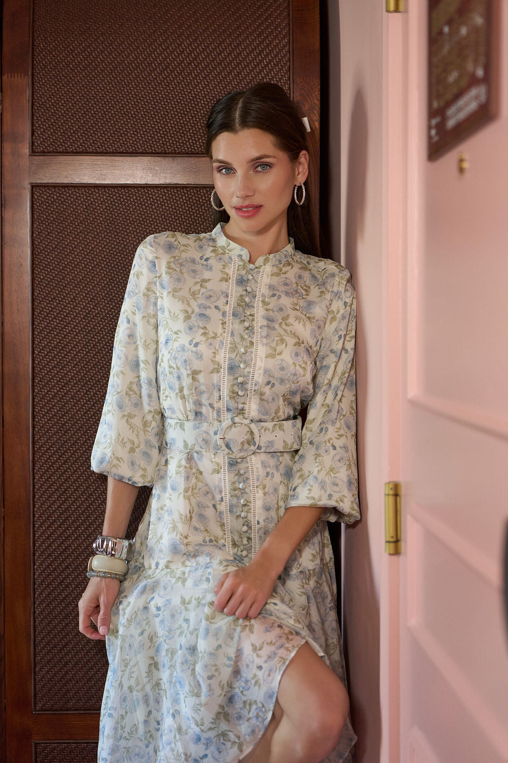 Sophie Dress- Blue Floral Chiffon- FINAL SALE
