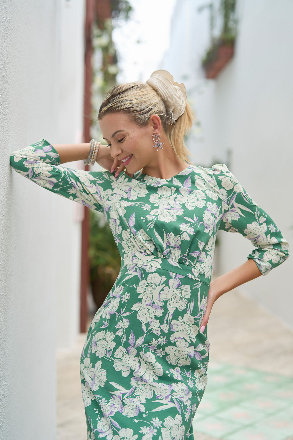 Olivia Midi- Green and White- FINAL SALE