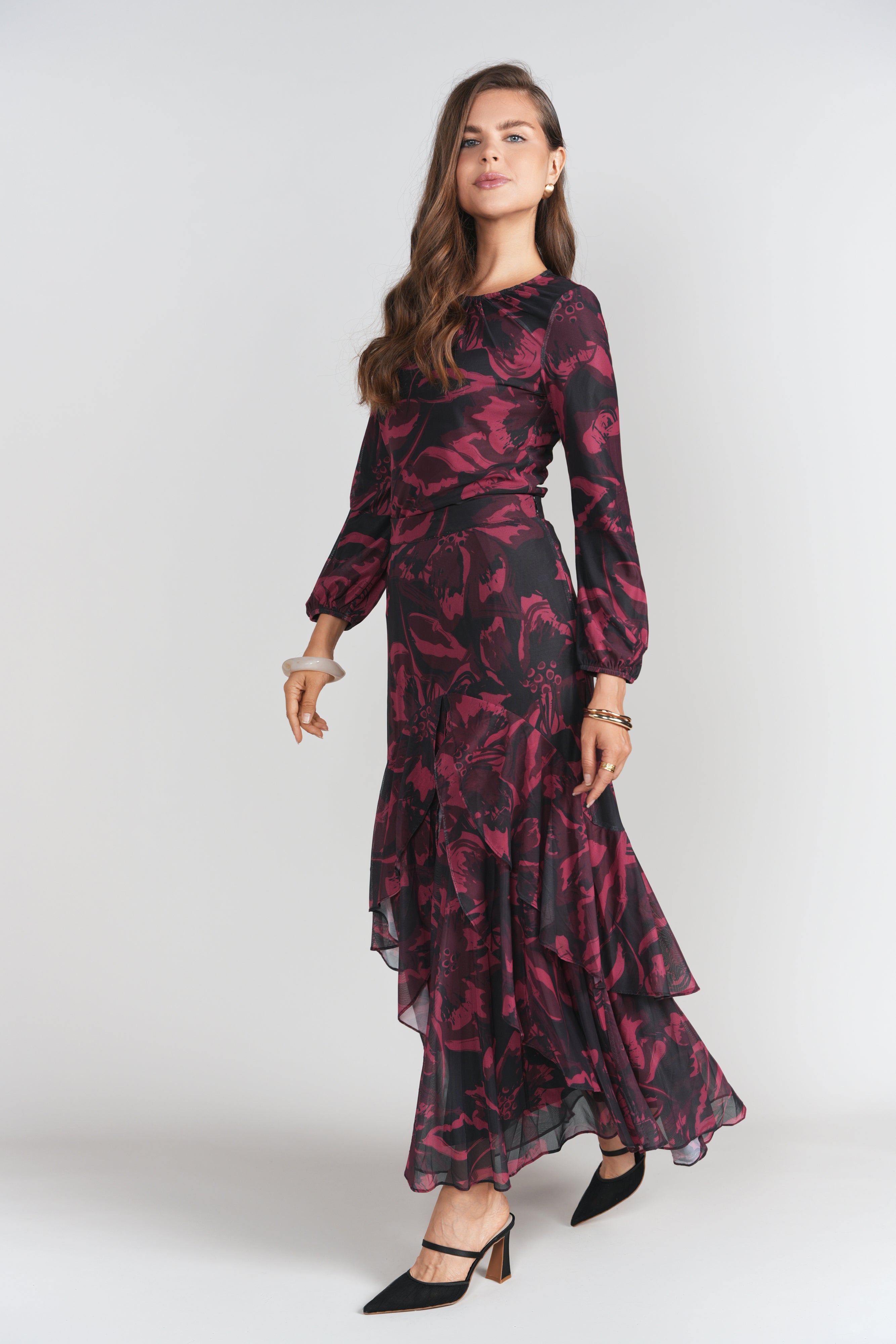 Jodi Skirt- Fuchsia Florals