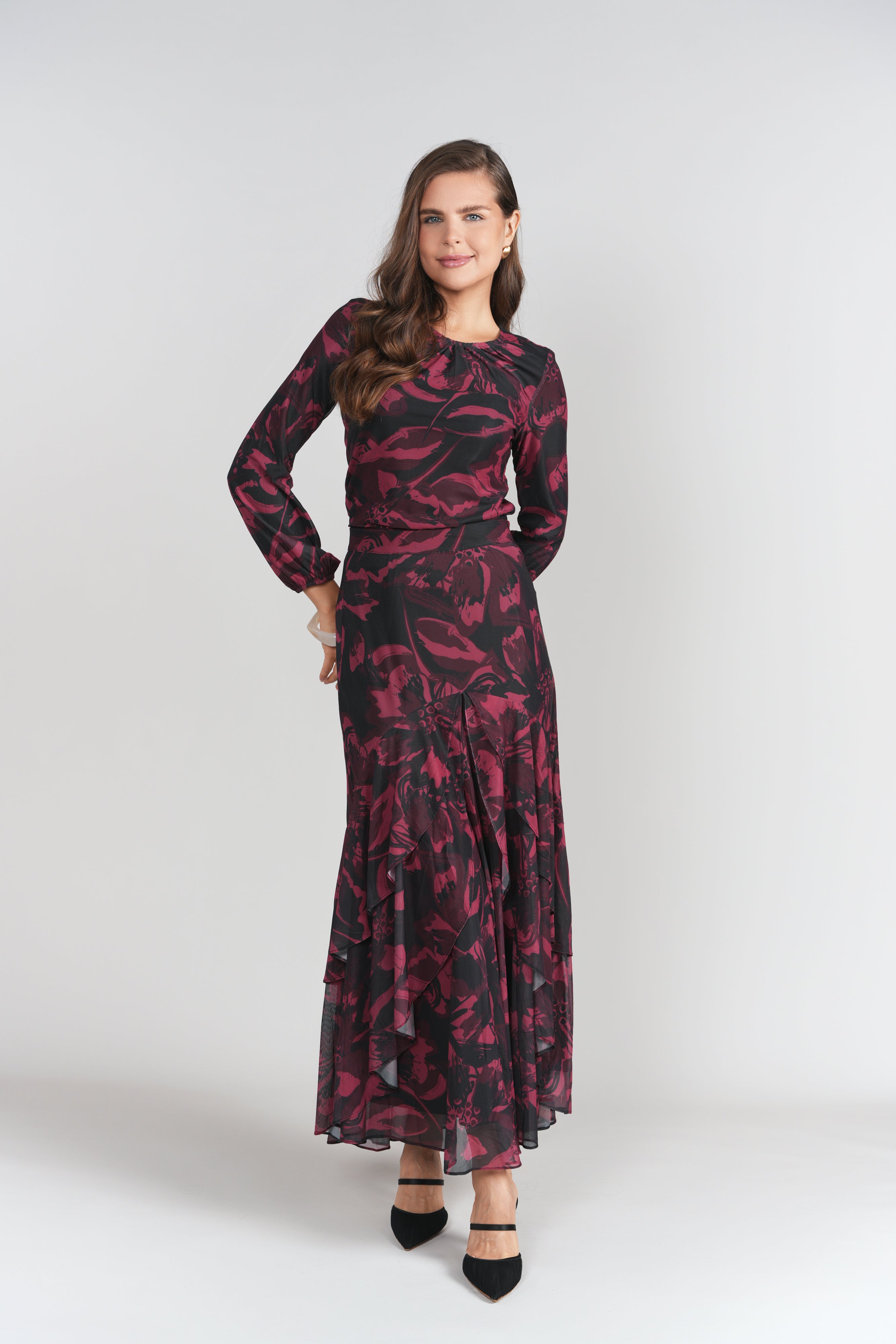 Jodi Skirt- Fuchsia Florals