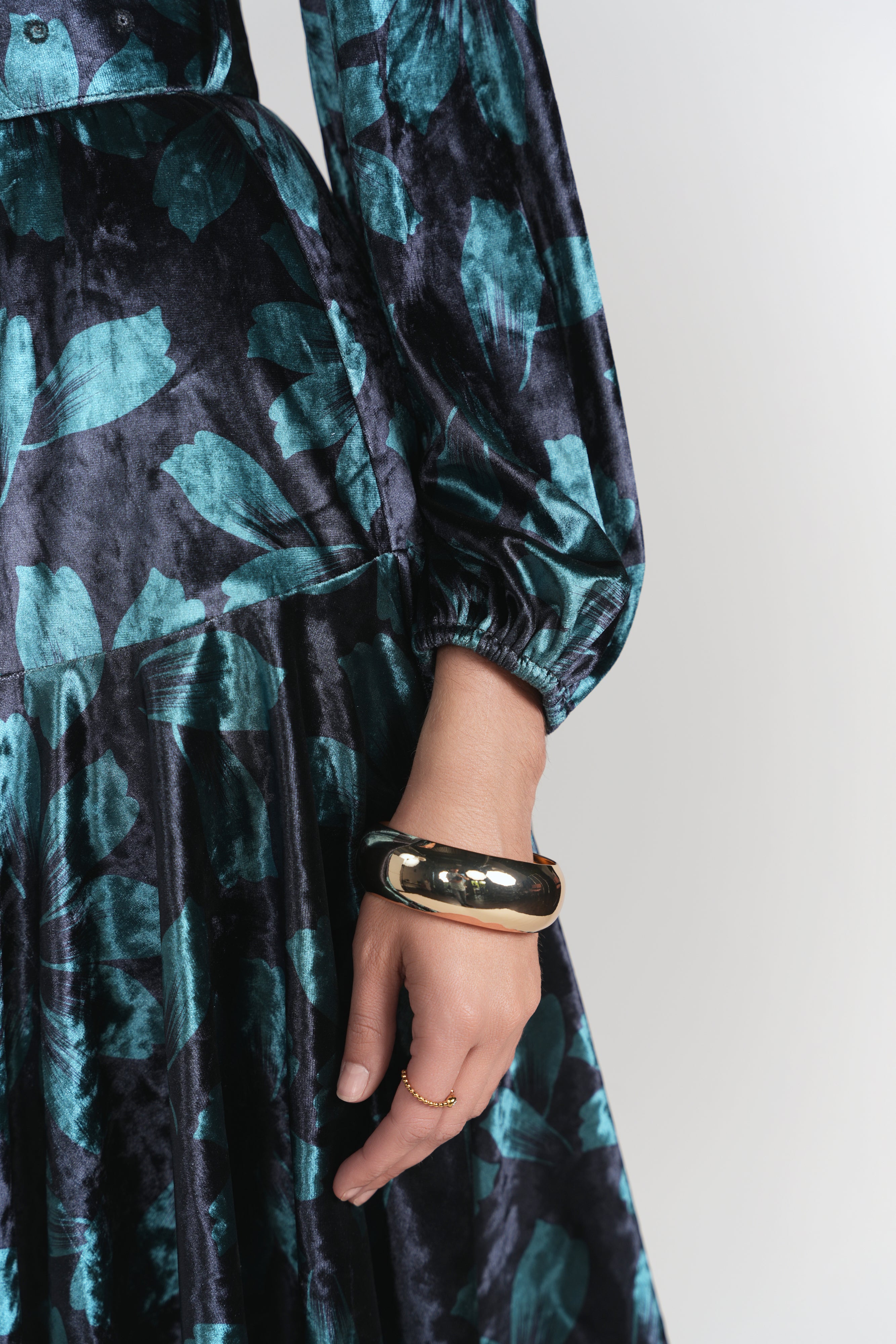 Sophie Dress- Teal Floral Velvet
