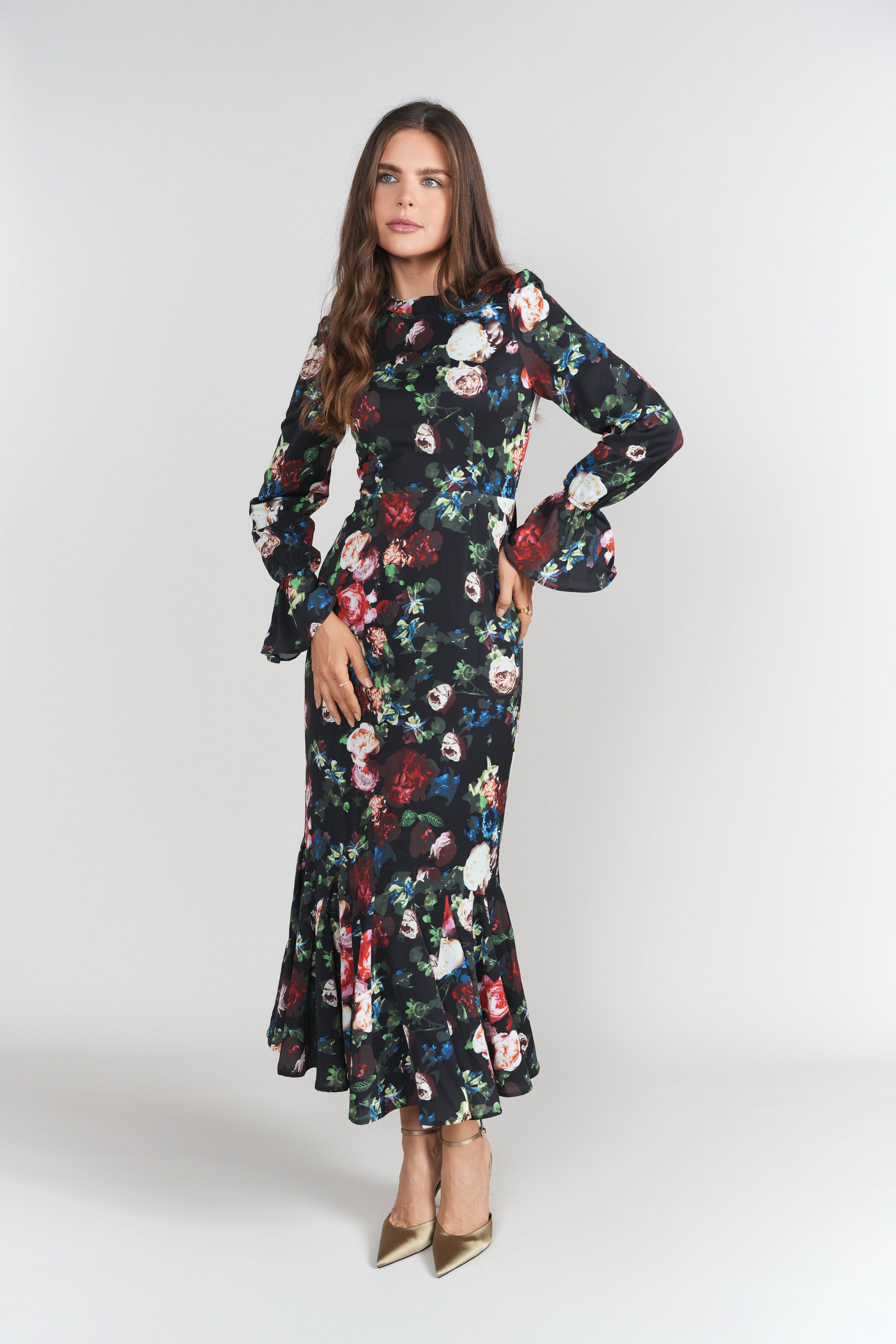 Aliza Dress- Exotic Winter Floral