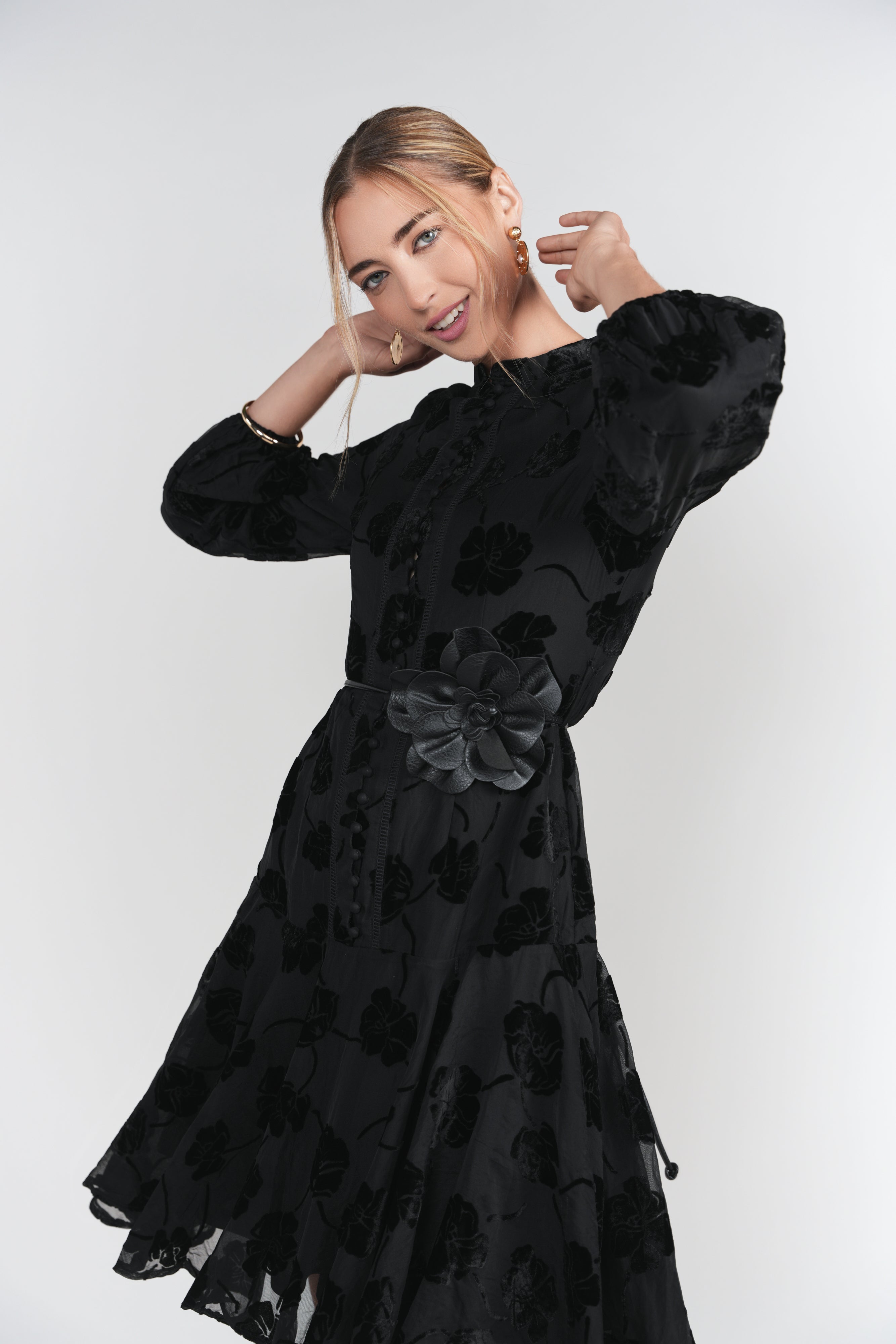 Sophie Dress- Black Burnout Chiffon