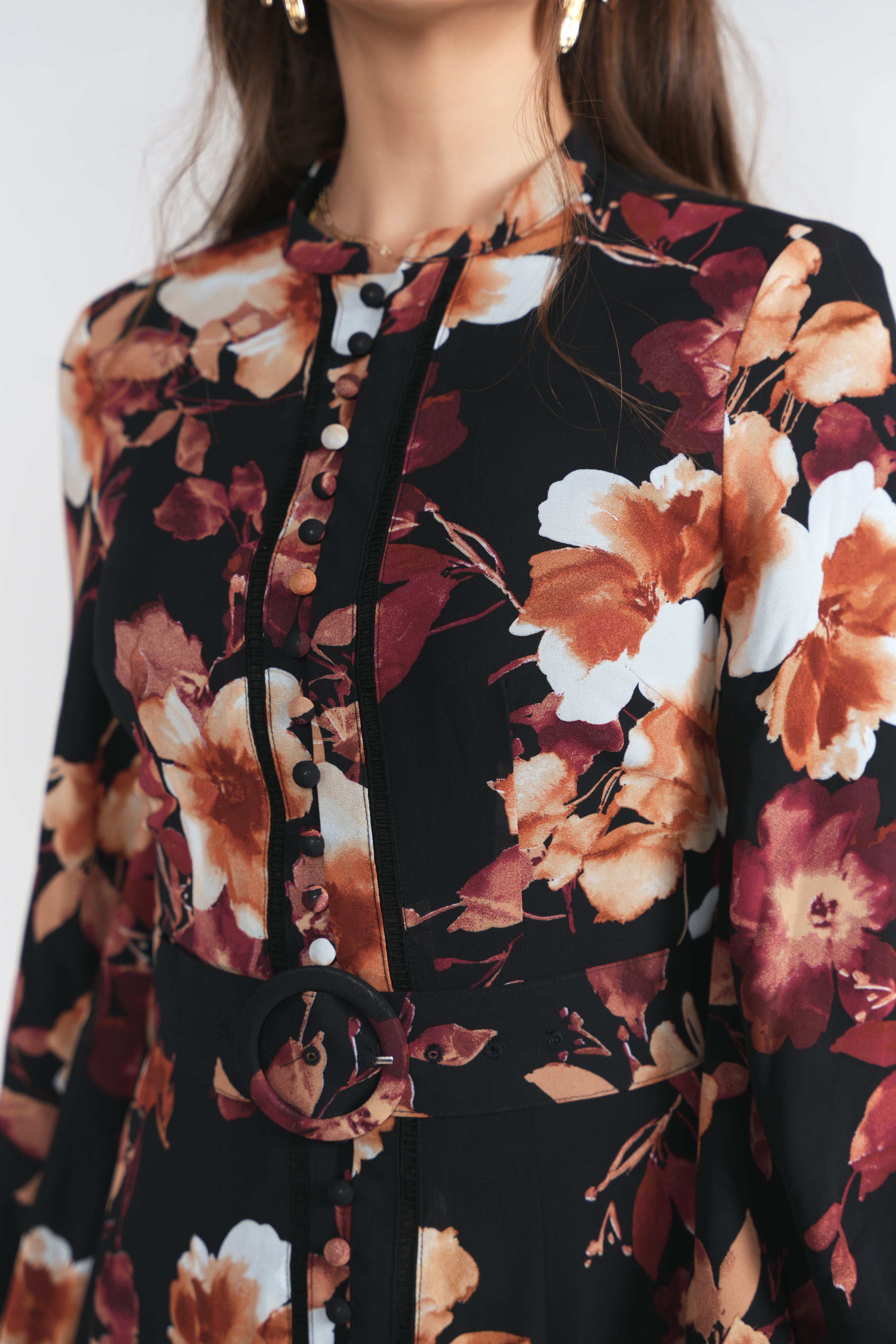 Sophie Dress- Brown Floral Chiffon