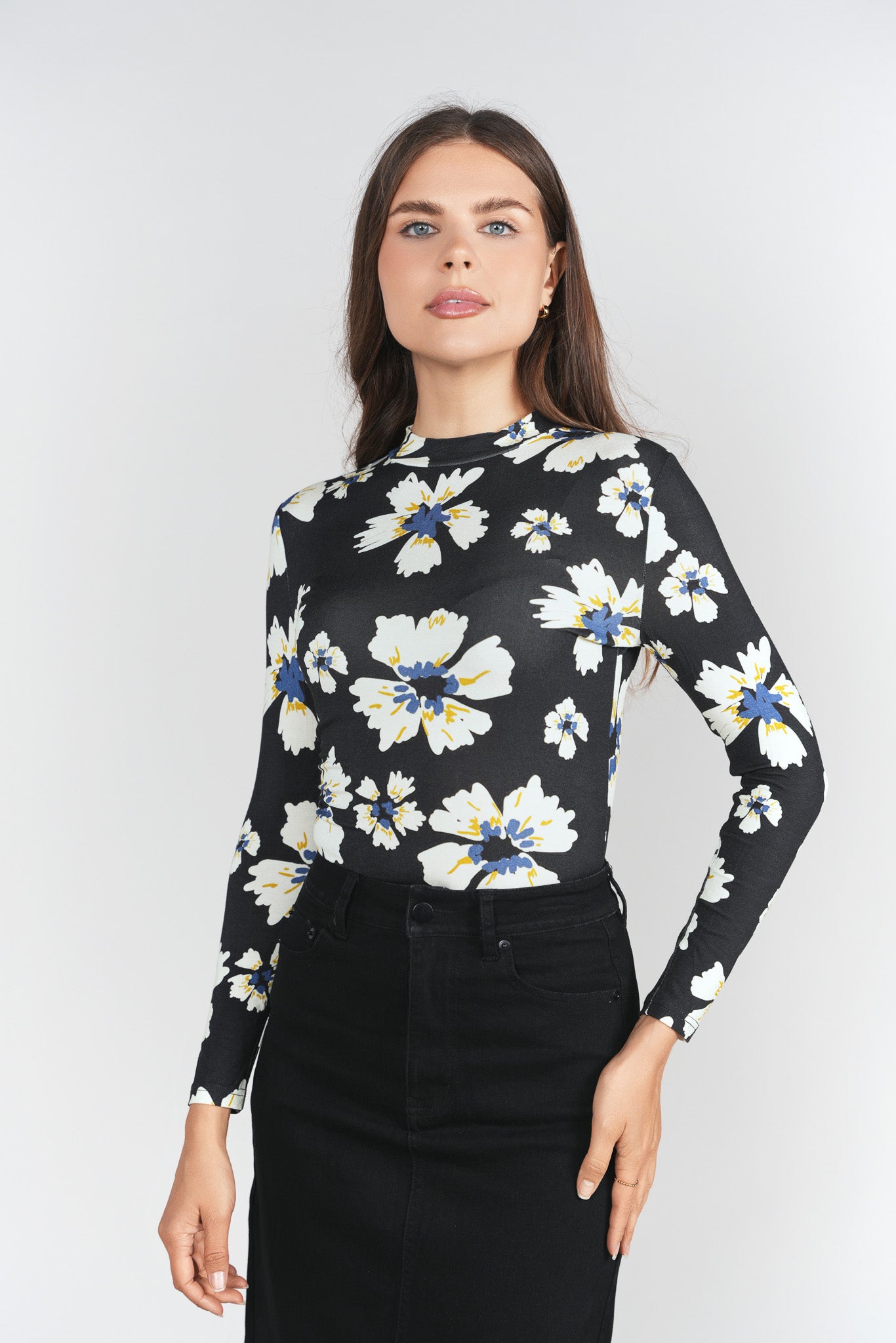 Printed Mock Neck- Floral