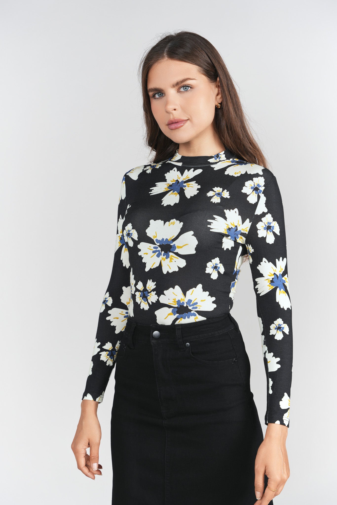 Printed Mock Neck- Floral