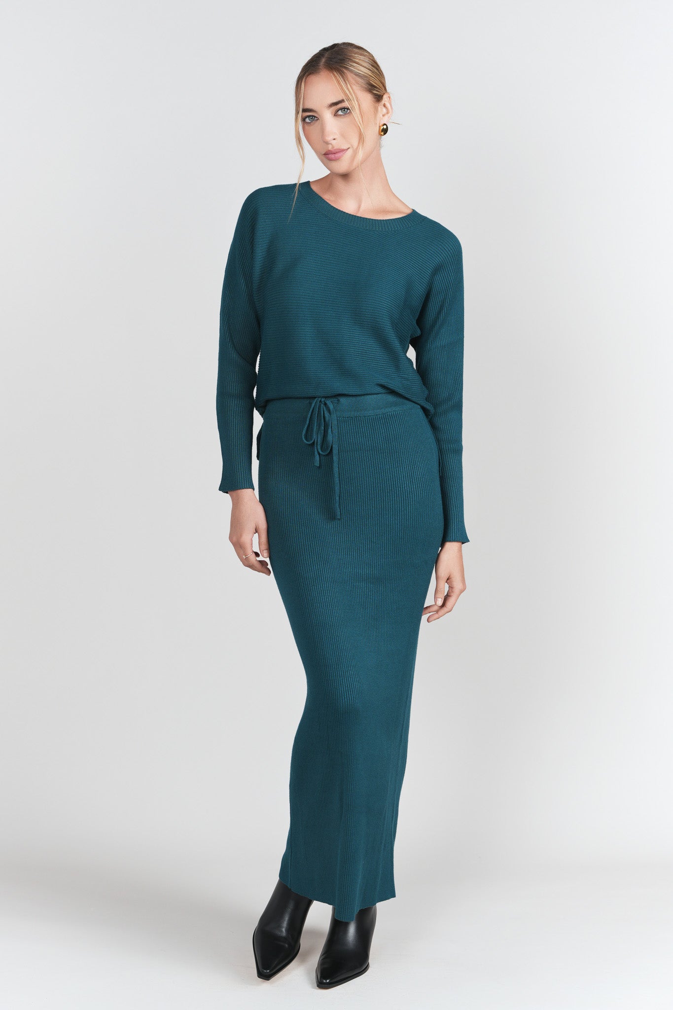 Sweater Rib Top- Teal