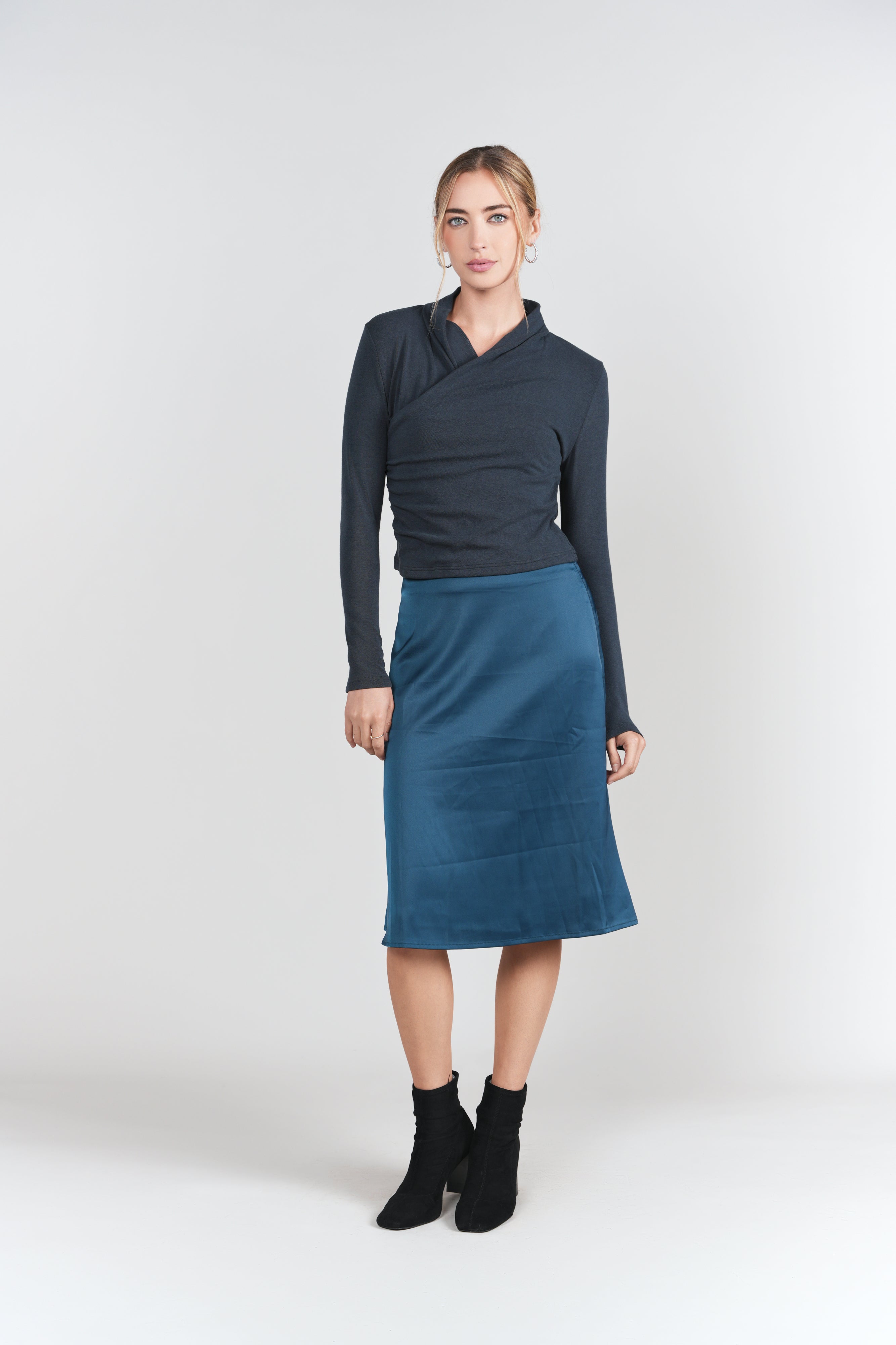 Naomie Slip Skirt 23"- Teal