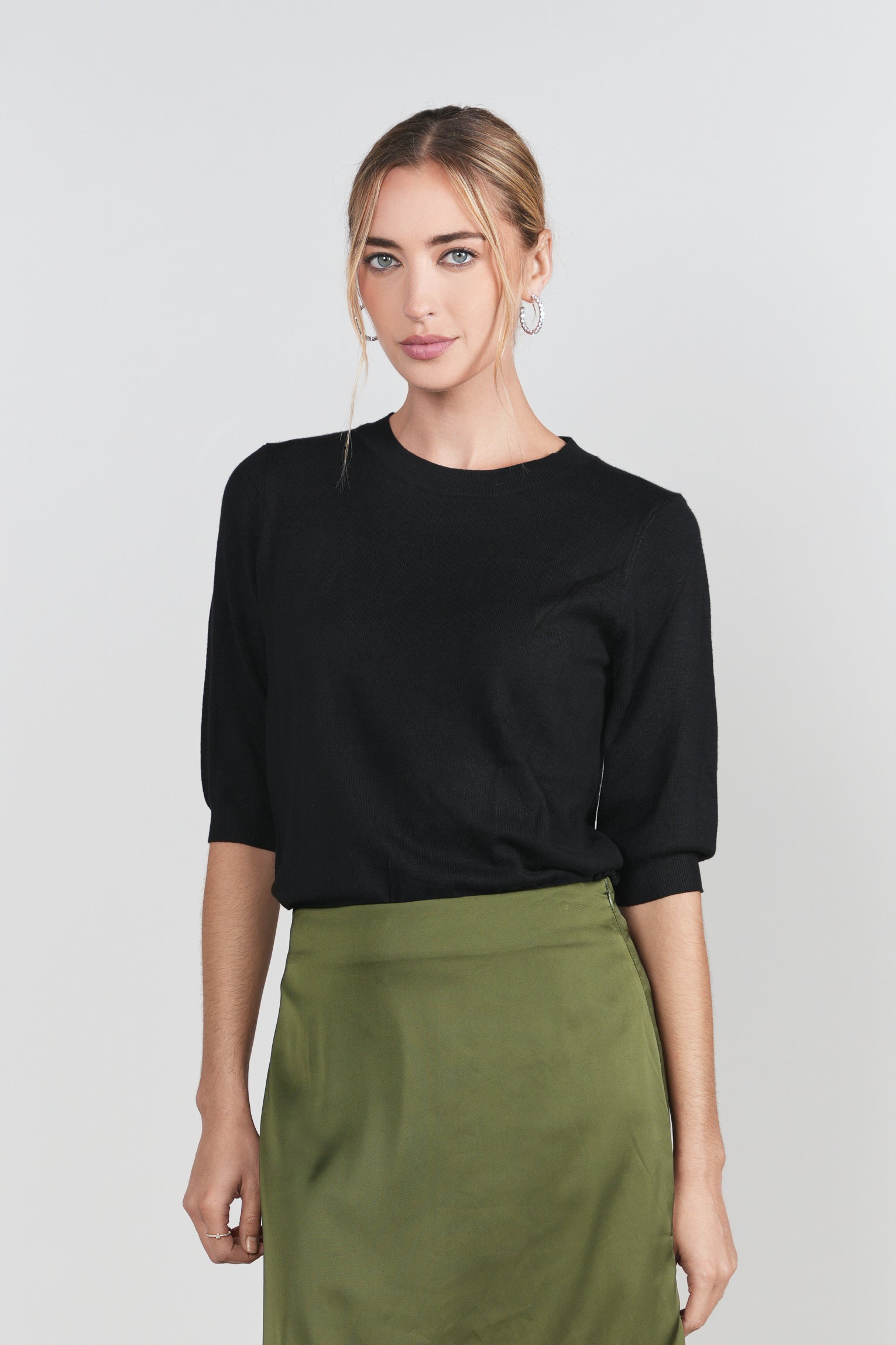 3-4 Sleeve Sweater- Black
