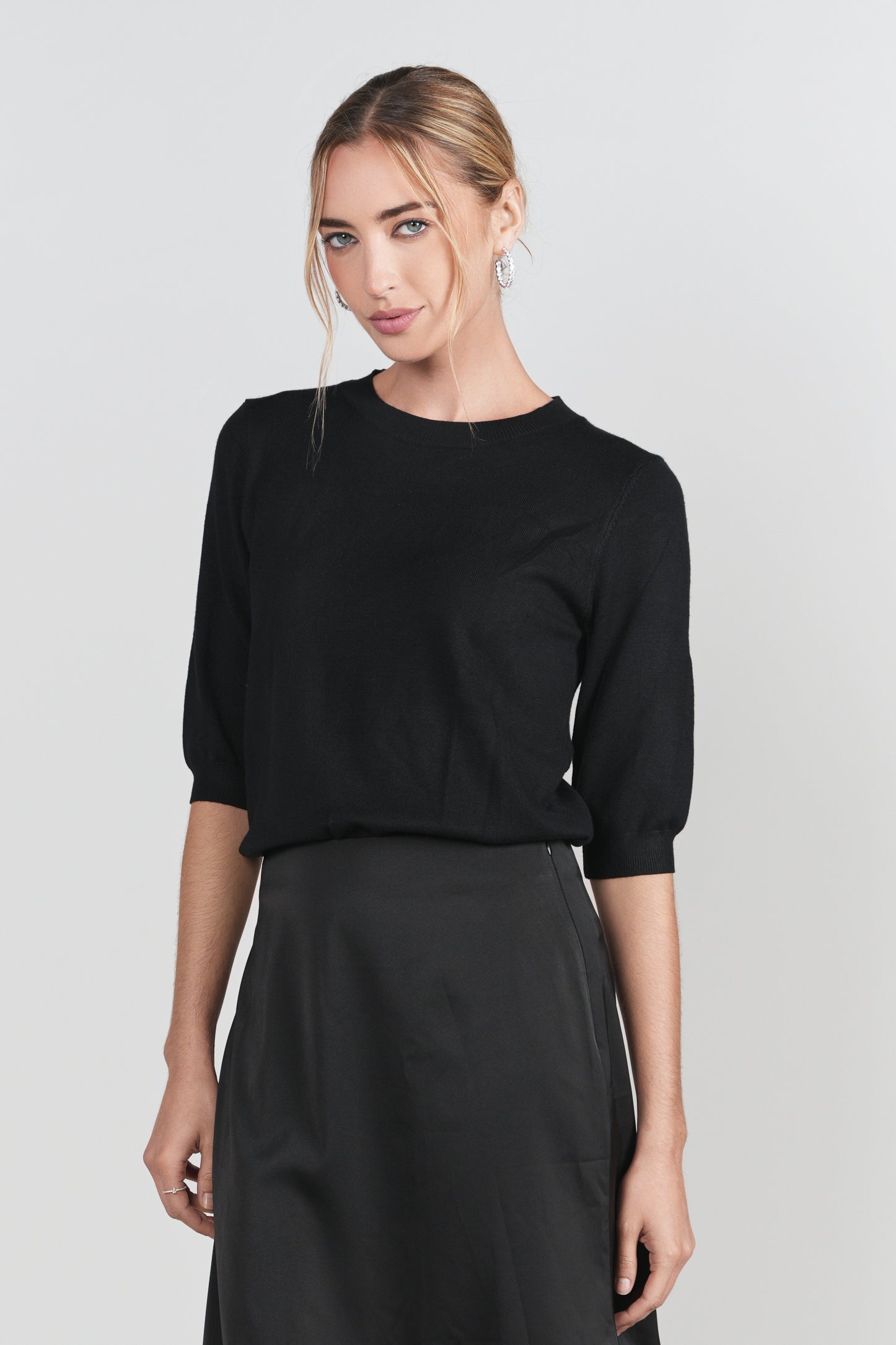 3-4 Sleeve Sweater- Black