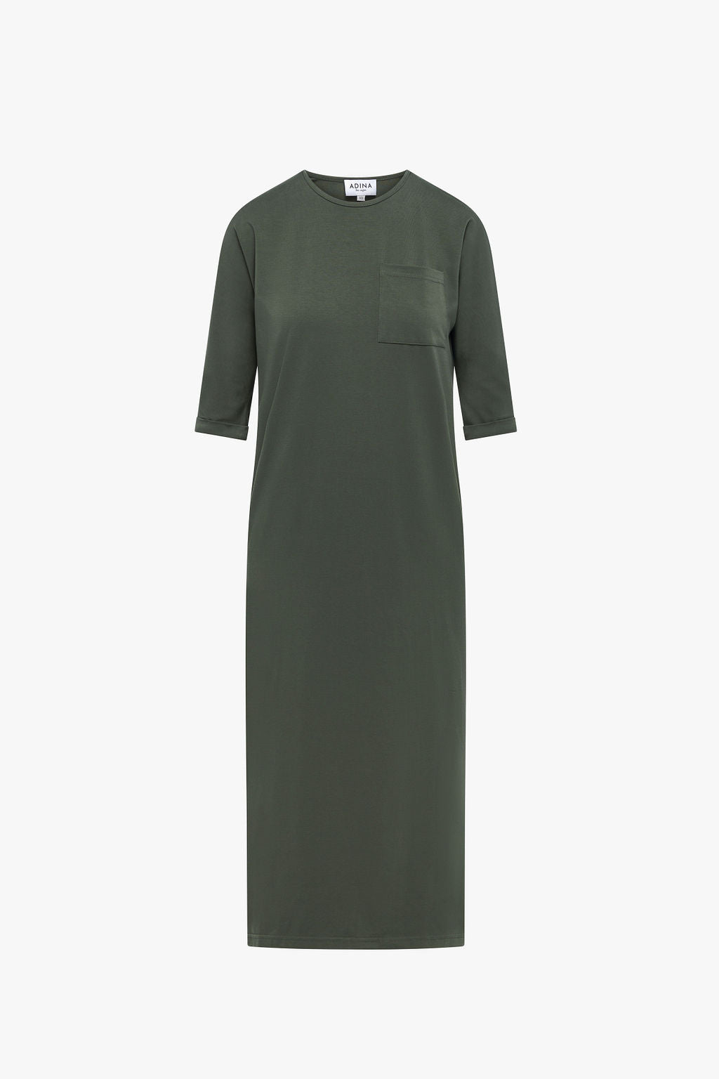 Pocket T-shirt Dress- Olive