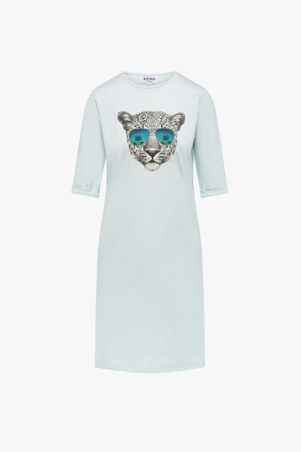 T-shirt Knee-Length Dress- Cheetah on Blue- FINAL SALE