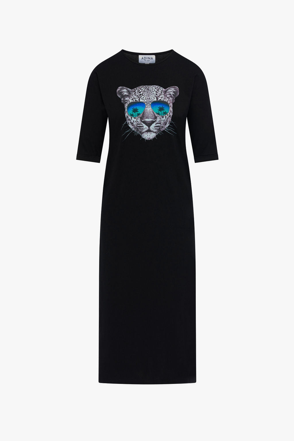 T-shirt Midi Dress- Cheetah on Black