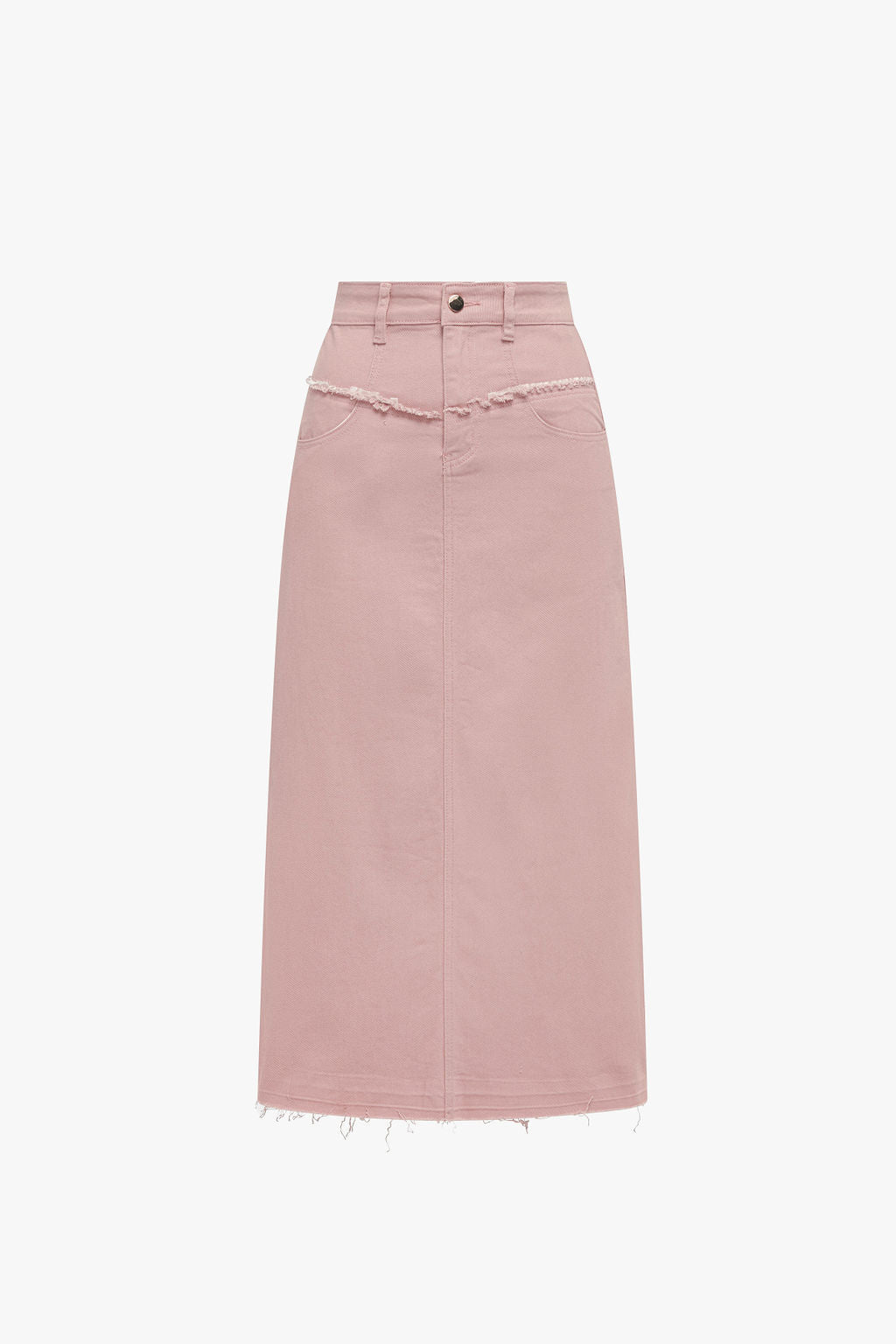 Fray Detail Denim Skirt- Peachy Pink- FINAL SALE