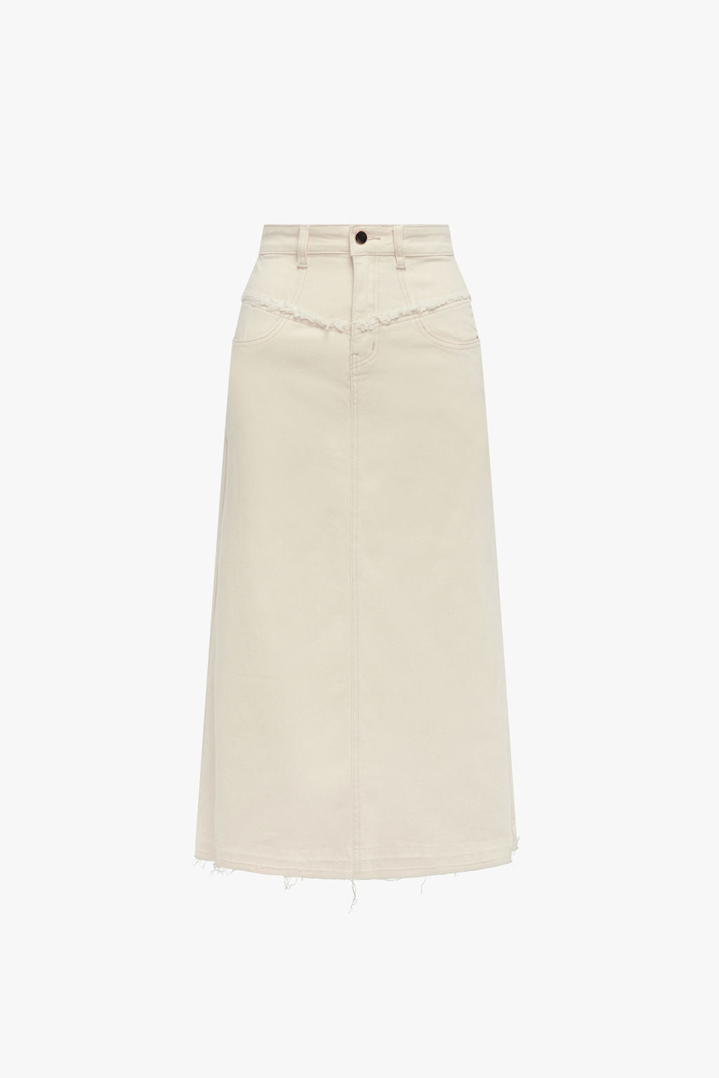 Fray Detail Denim Skirt- Cream- FINAL SALE