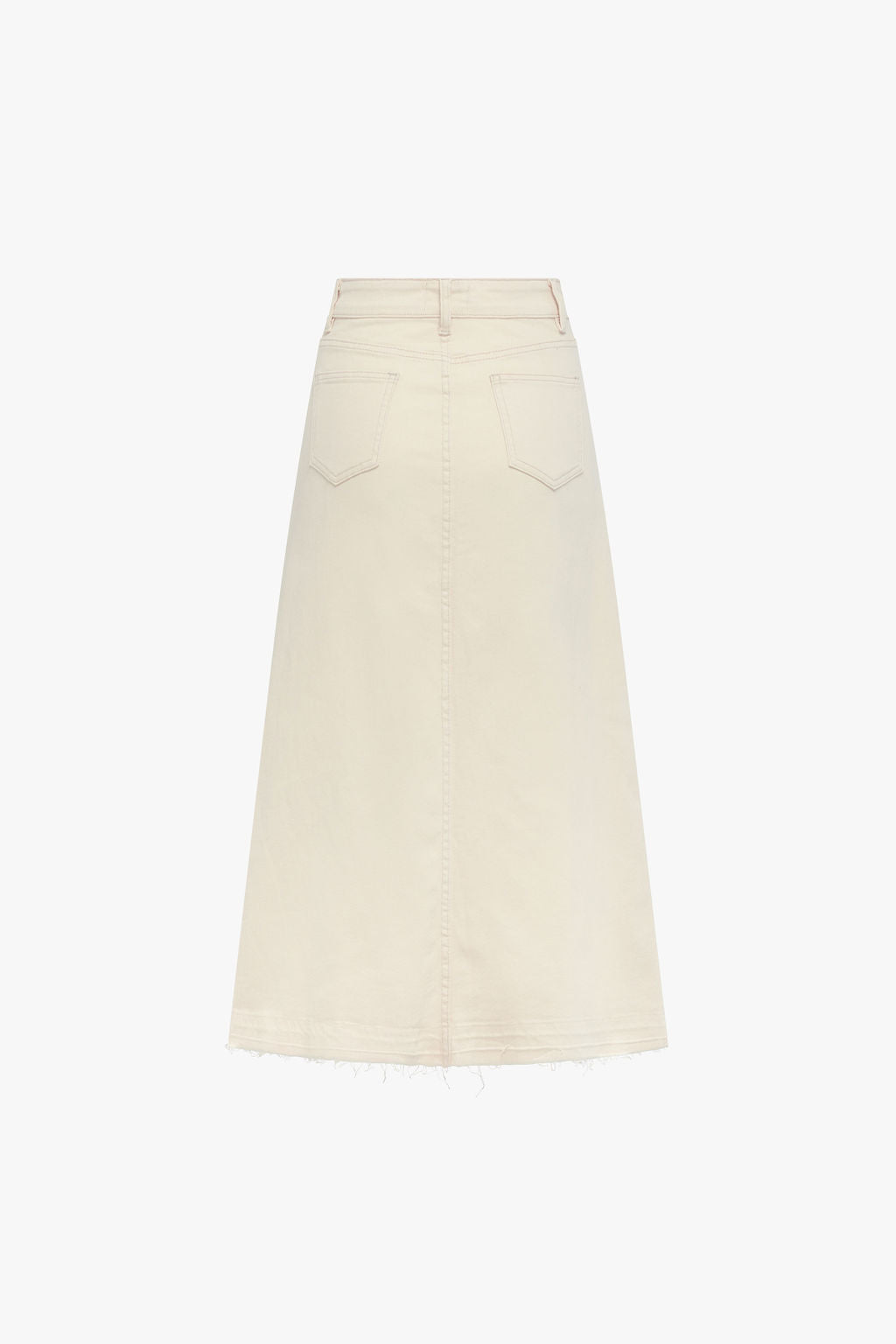 Fray Detail Denim Skirt- Cream- FINAL SALE