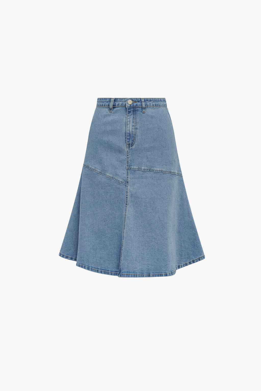 Drop Hem Denim Skirt 25”- Blue